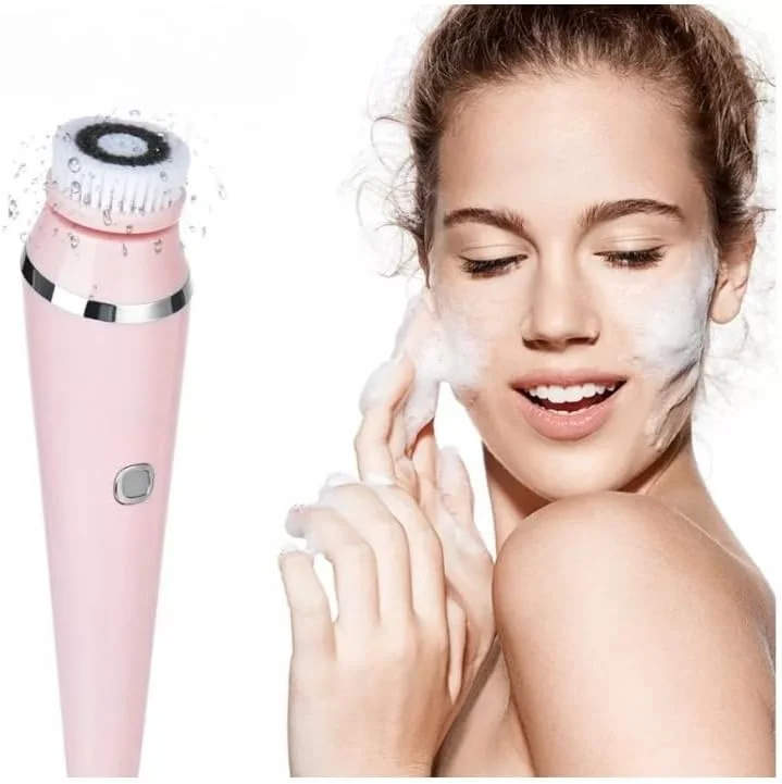 دستگاه پاک کننده برقی صورت 4 در 1، برس پاکسازی صورت، دستگاه شستشو، ماساژور مراقبت از پوست، ابزار پاک کننده جوش سرسیاه (صورتی)