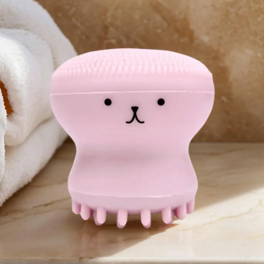 یک عدد فیس اسکرابر سیلیکونی، فیس اسکرابر اختاپوسی زنانه برای پاکسازی عمیق صورت، برس پاک کننده ماساژ لایه بردار، ابزار زیبایی (نارنجی شفاف)