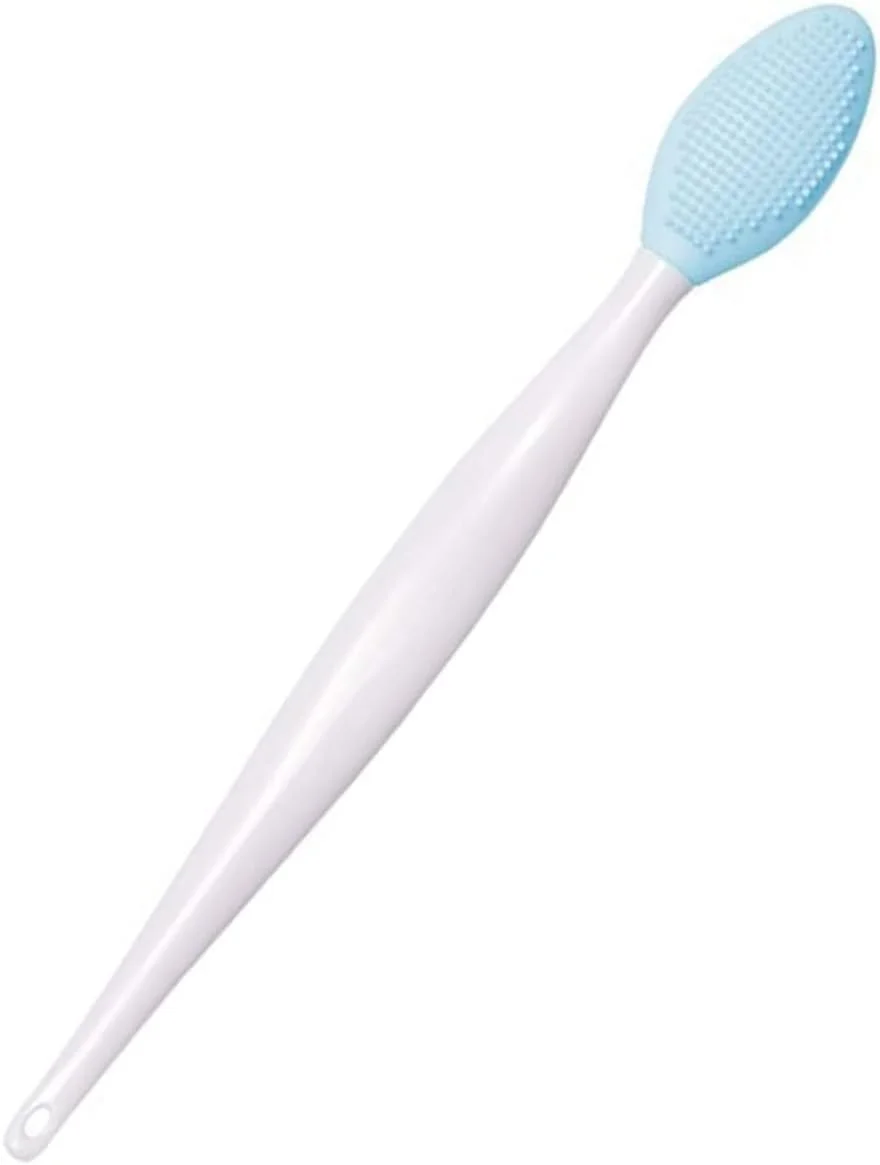 برس پاک کننده صورت سیلیکونی دو طرفه - ابزار لایه بردار جوش سرسیاه برای پاکسازی عمیق منافذ و ماساژ ملایم پوست (آبی)
