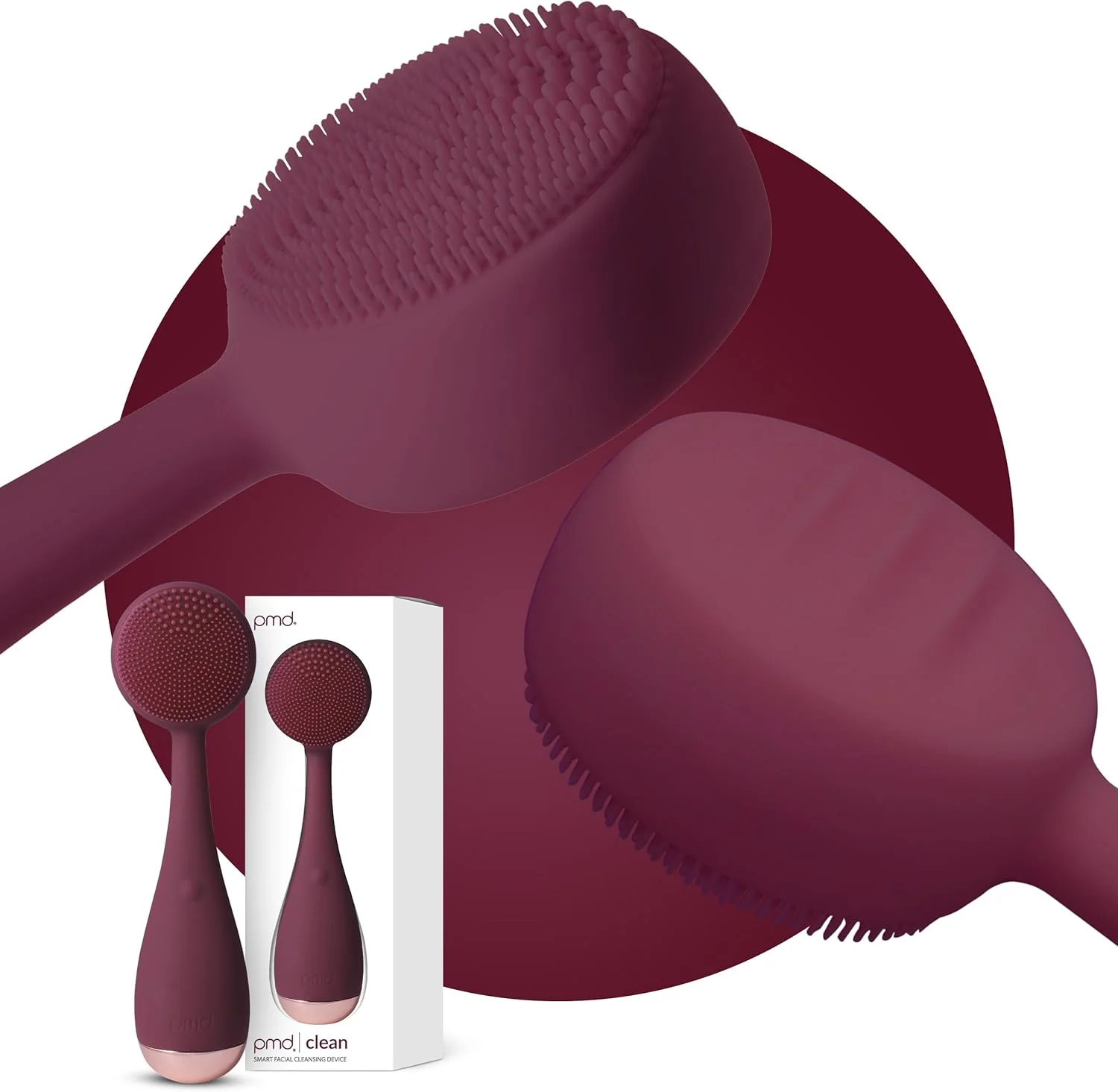 دستگاه پاک کننده هوشمند صورت PMD Beauty Clean با برس سیلیکونی و ماساژور ضد پیری - ضد آب - فناوری لرزش SonicGlow - لیفت، سفت و یکدست کننده پوست صورت و بدن، بری