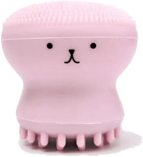 یک عدد فیس اسکرابر سیلیکونی، فیس اسکرابر اختاپوسی زنانه برای پاکسازی عمیق صورت، برس پاک کننده ماساژ لایه بردار، ابزار زیبایی (نارنجی شفاف)