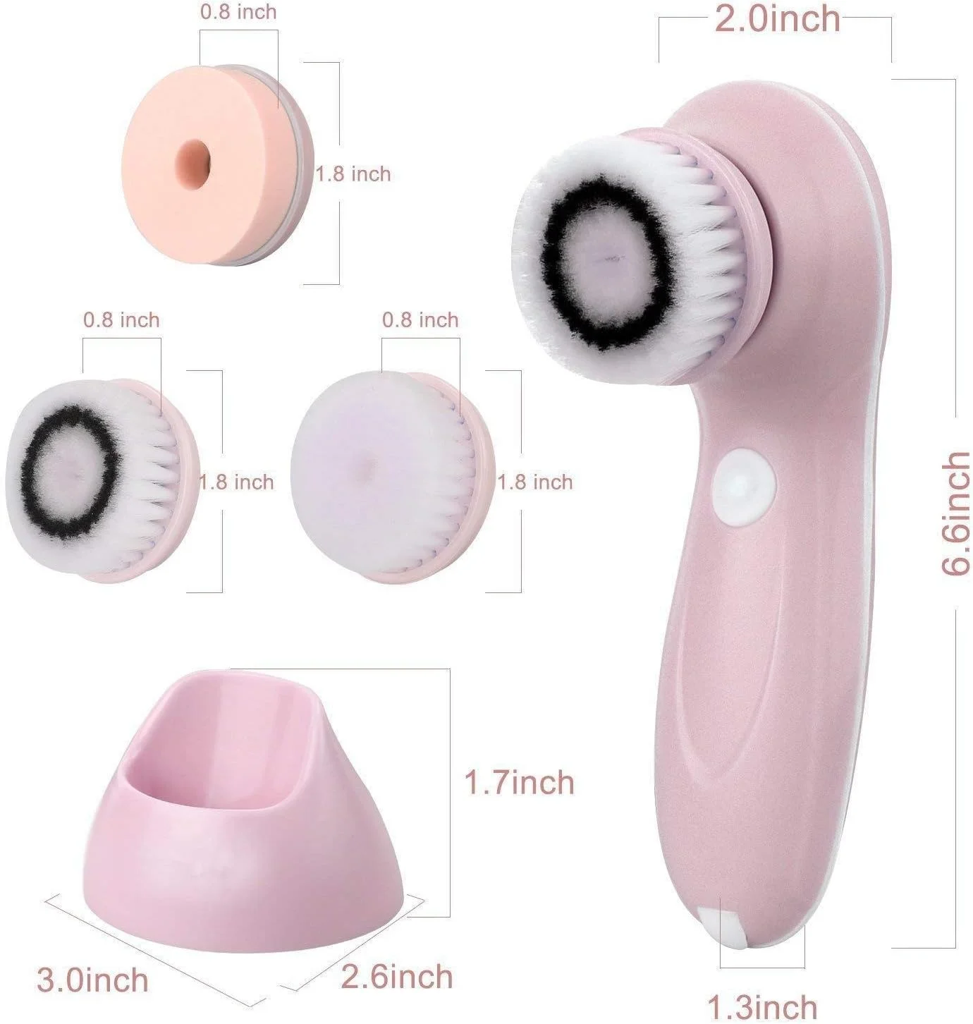 برس پاک کننده صورت، برس پاک کننده چرخشی برقی 3 در 1 قابل شارژ USB، ابزار مراقبت از پوست و زیبایی (صورتی)