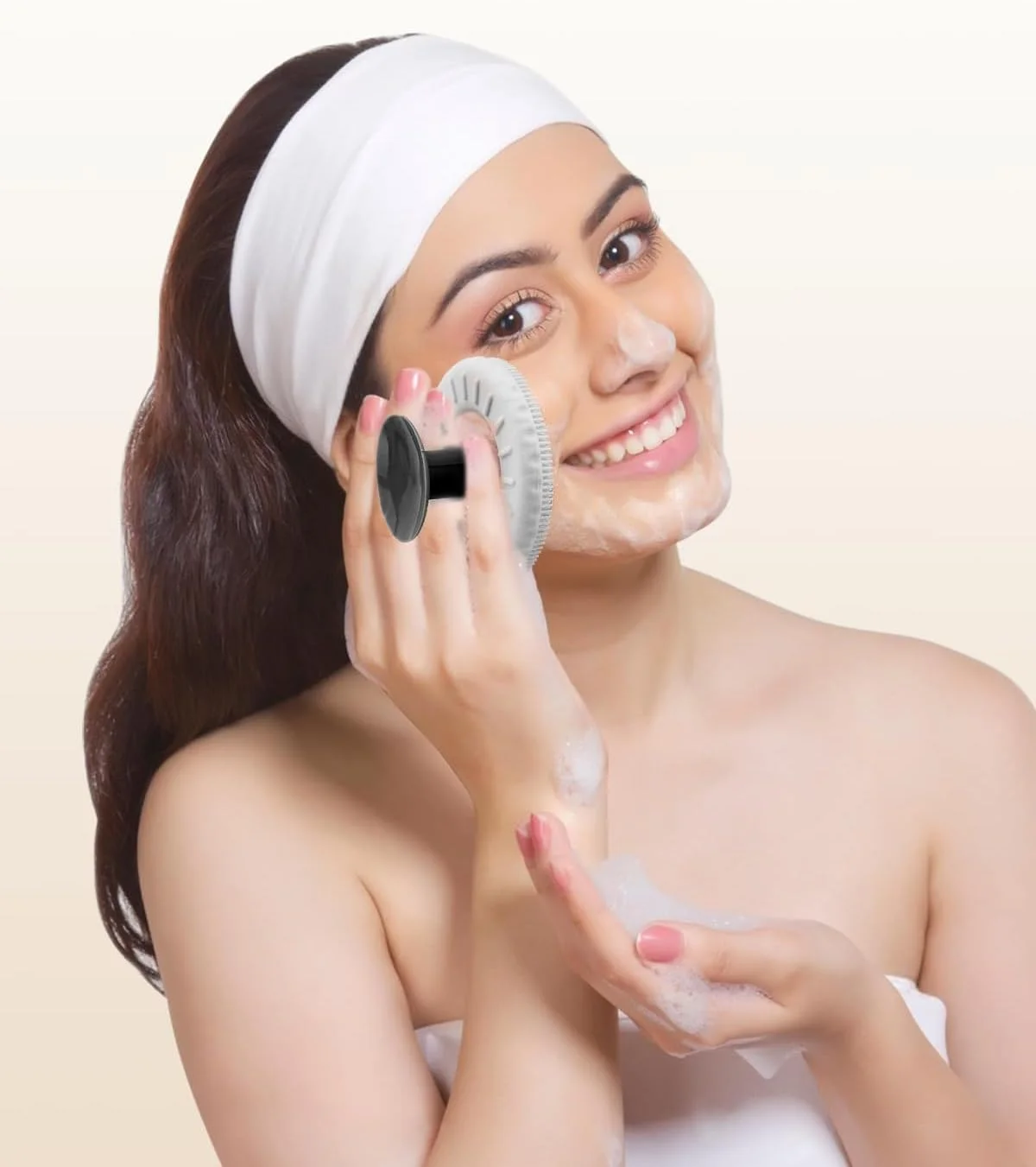 برس پاک کننده سیلیکونی دو طرفه خاکستری - لایه برداری عمیق و پاکسازی ملایم برای پوستی صاف - ابزار پاک کننده صورت بادوام و چند منظوره