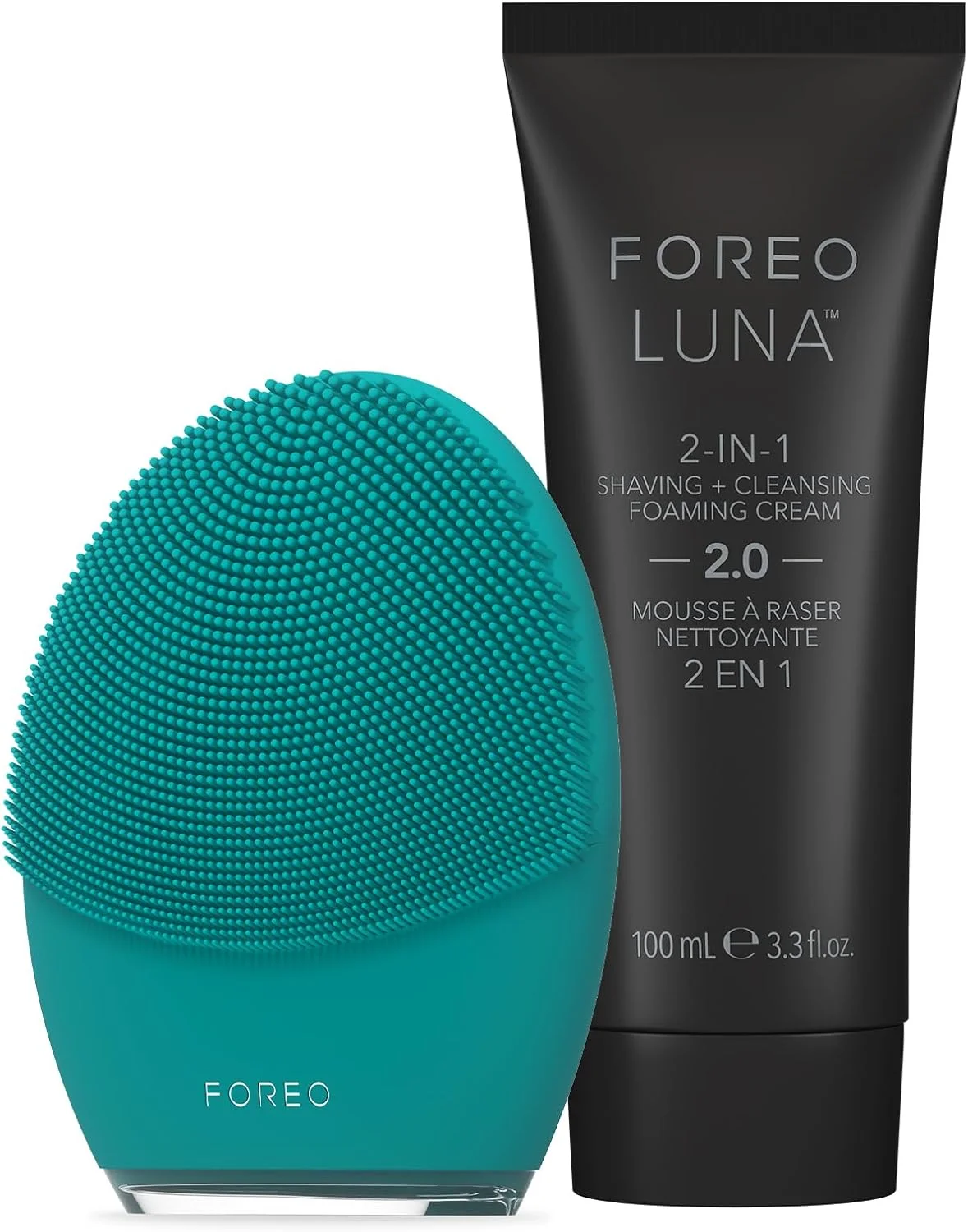 مجموعه انتخاب جنتلمن FOREO Luna 4 Men - برس پاک کننده صورت برای پوست و ریش + ژل اصلاح و پاک کننده صورت 2 در 1 Luna، 100 میلی لیتر - مراقبت از پوست سفت کننده مردانه - با برنامه - قابل شارژ USB