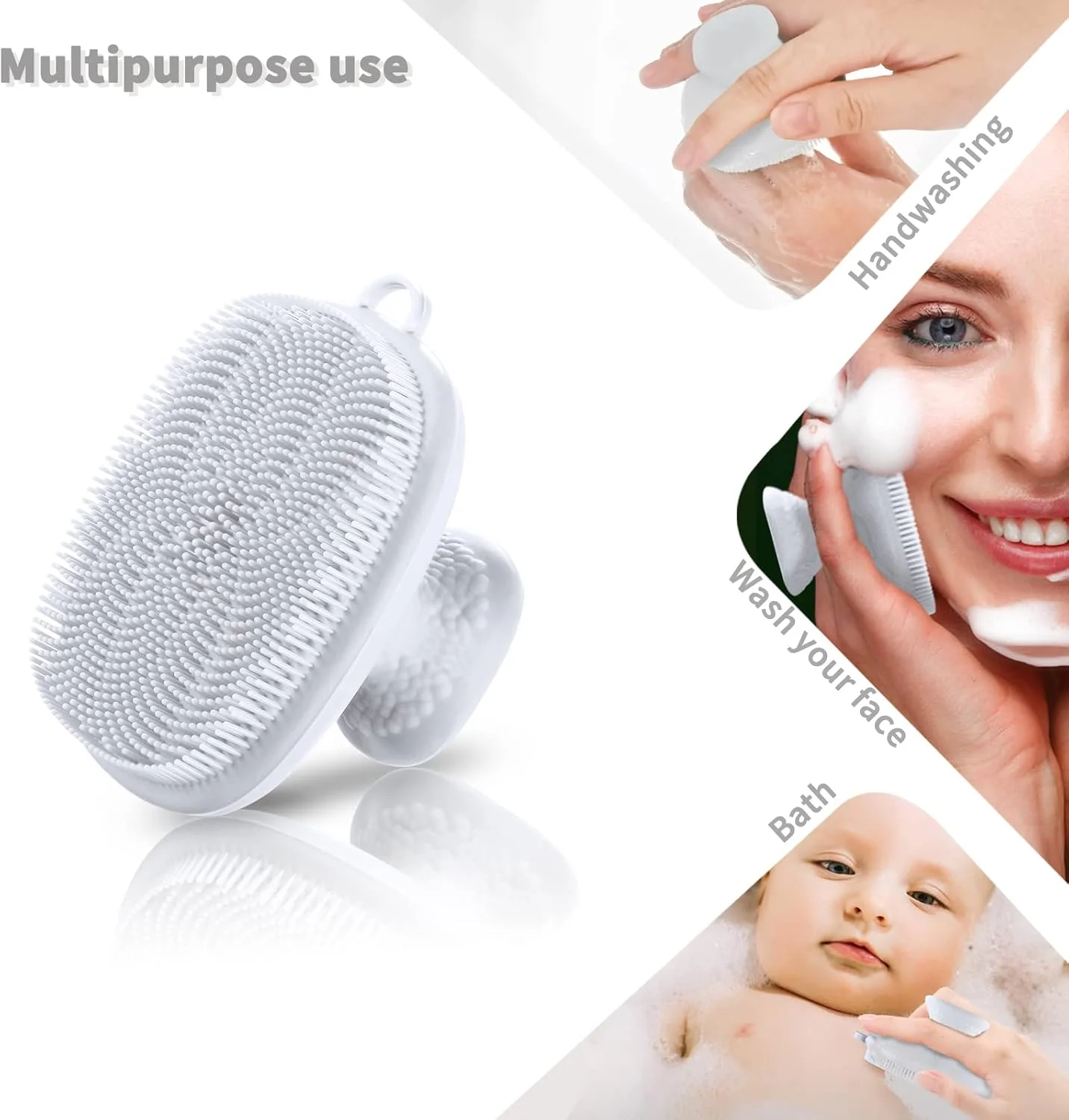 برس سیلیکونی صورت مردانه، برس پاک کننده صورت سیلیکونی، برس شستشوی دستی صورت ضد آب برای مراقبت از پوست مردانه (سفید)