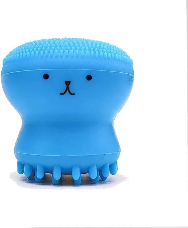 یک عدد اسکرابر سیلیکونی صورت، اسکرابر صورت اختاپوسی زنانه، اسکرابر سیلیکونی صورت برای لایه برداری عمیق، ماساژ، برس پاک کننده، ابزار زیبایی (آبی تیره)