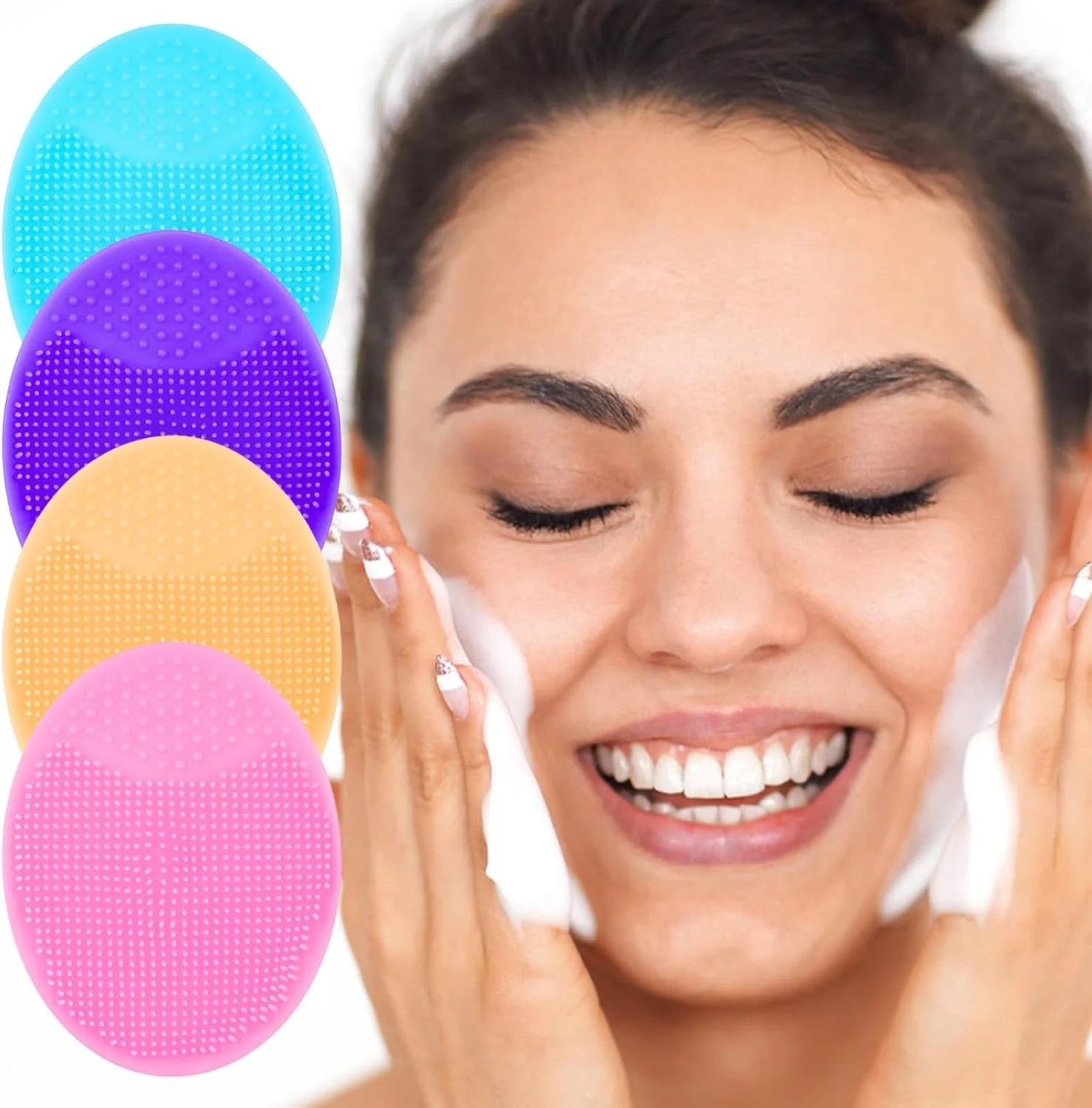 پک چهارتایی برس سیلیکونی شستشوی صورت، برس نرم پاک کننده صورت، لایه بردار صورت برای پاکسازی عمیق و مراقبت از پوست