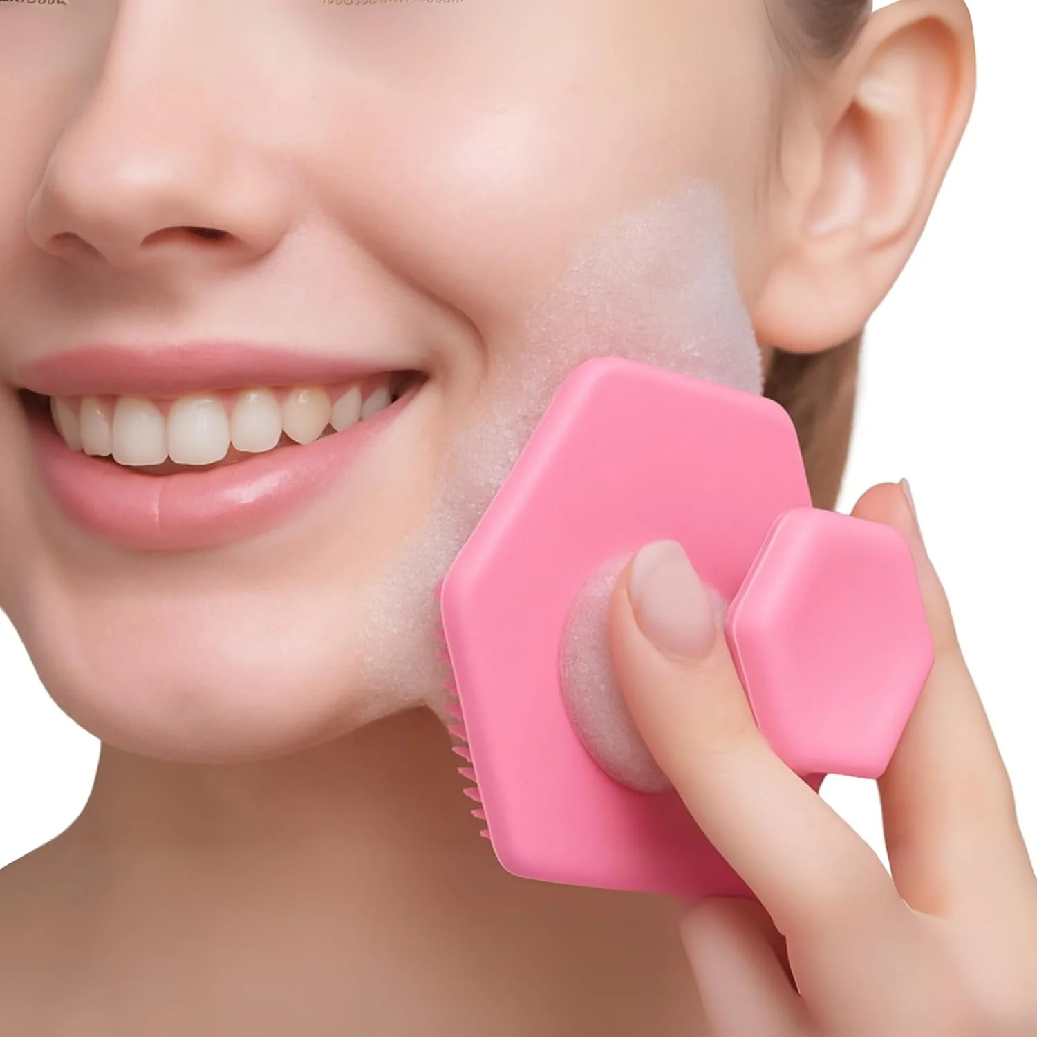 برس اسکرابر سیلیکونی بدن، مناسب شستشو، حمام، مو، لایه برداری، برس شستشوی بدن سیلیکونی، ژل دوش، برس تمیز کننده بدن، مناسب حمام نوزاد (صورتی)