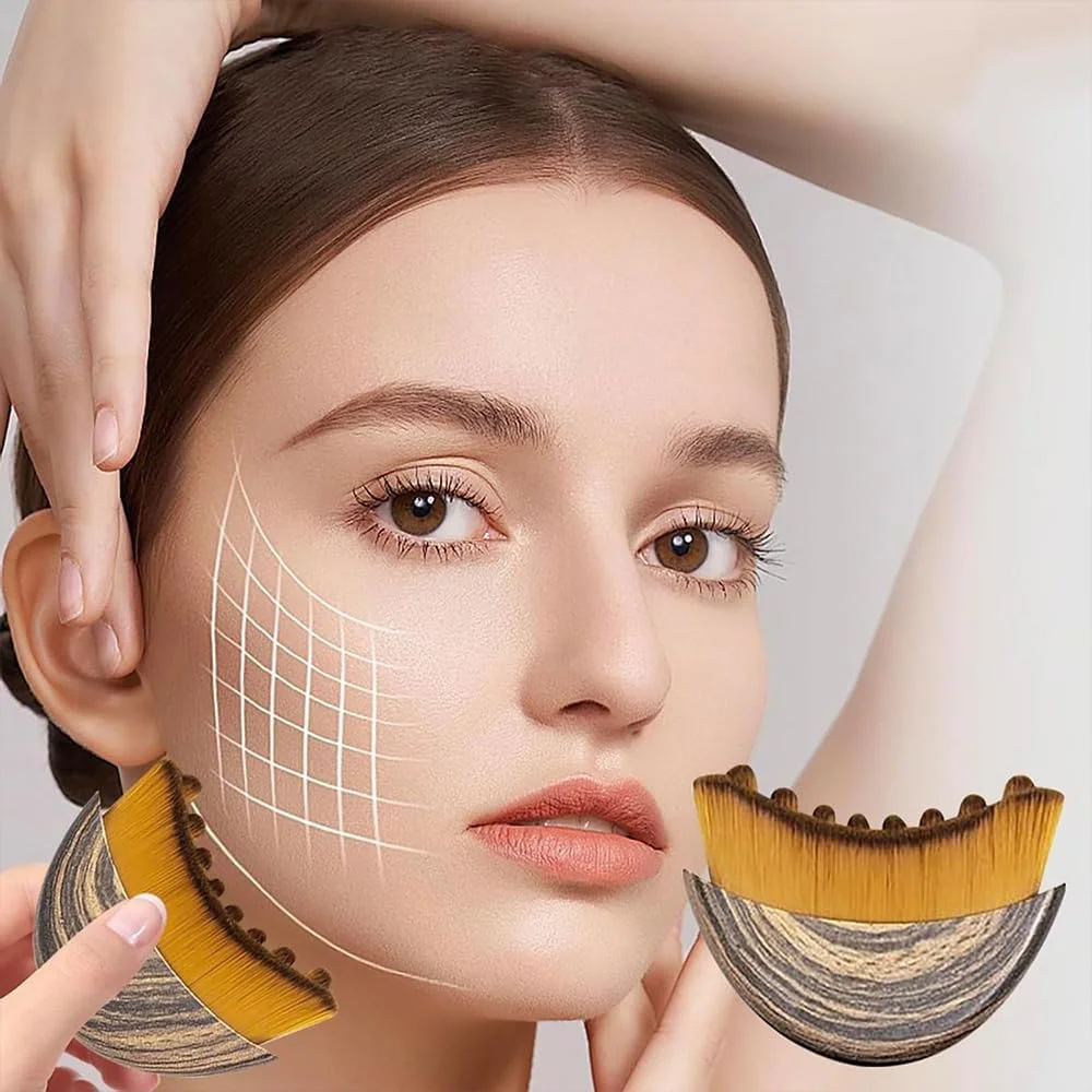 ماساژور تخلیه لنفاوی صورت، برس فرم دهنده چانه و خط فک، 2 ست با جعبه نگهداری