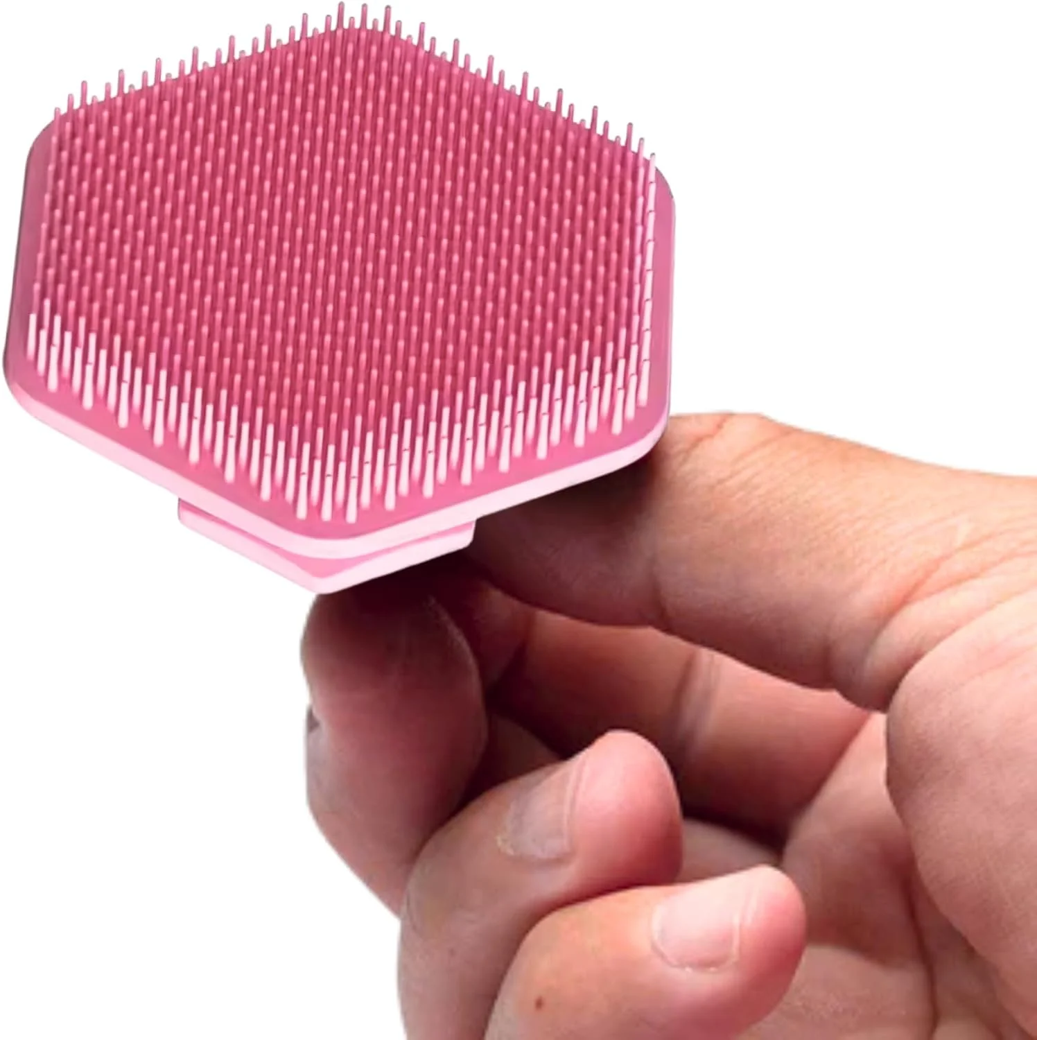 برس اسکرابر سیلیکونی بدن، مناسب شستشو، حمام، مو، لایه برداری، برس شستشوی بدن سیلیکونی، ژل دوش، برس تمیز کننده بدن، مناسب حمام نوزاد (صورتی)