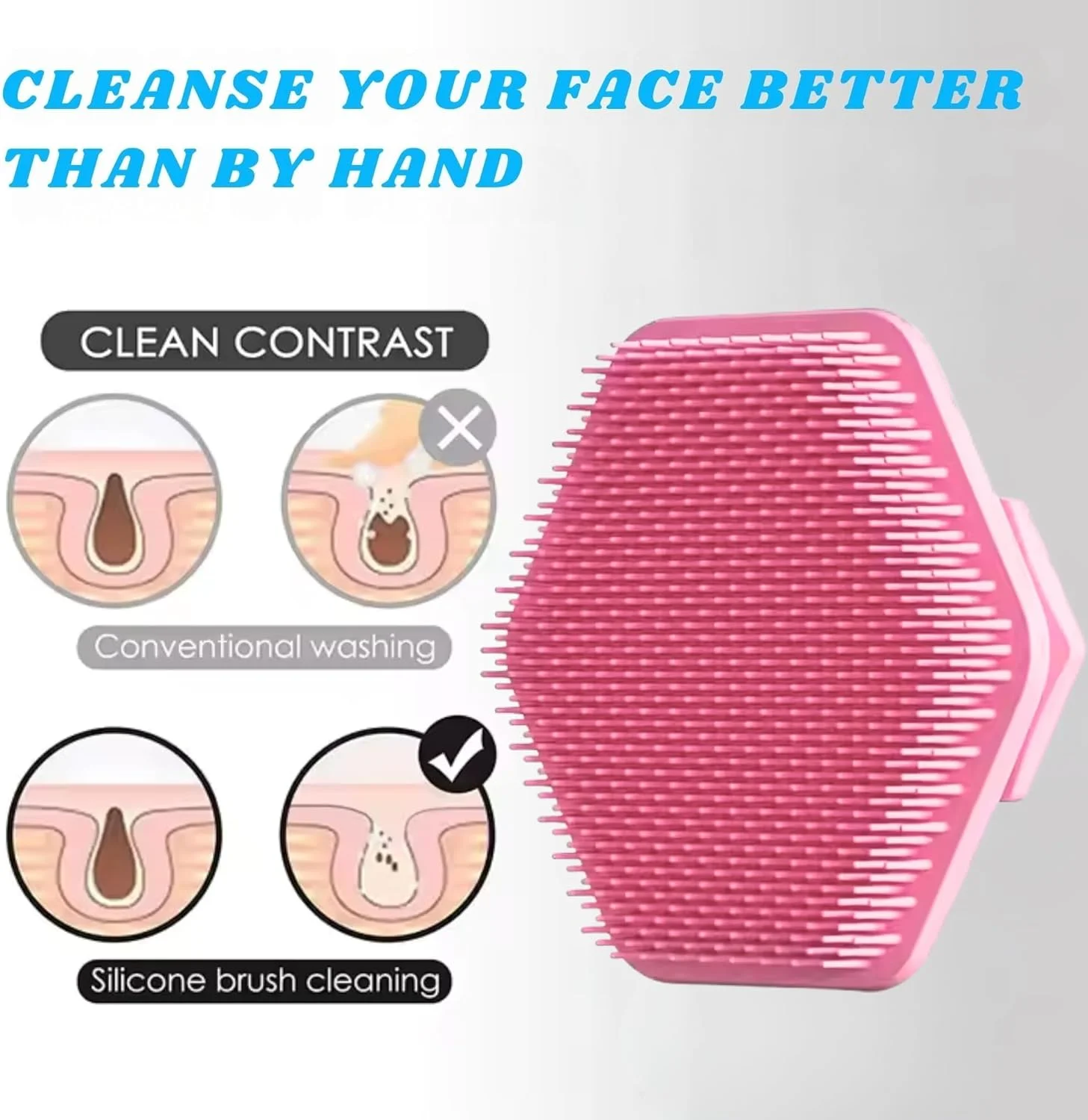 برس اسکرابر سیلیکونی بدن، مناسب شستشو، حمام، مو، لایه برداری، برس شستشوی بدن سیلیکونی، ژل دوش، برس تمیز کننده بدن، مناسب حمام نوزاد (صورتی)