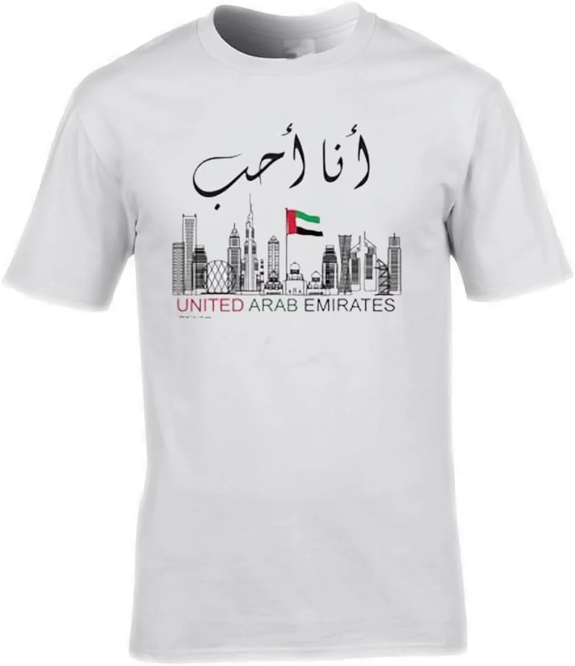 تی‌شرت بچگانه طرح «من عاشق امارات هستم» برای جشن روز ملی، یقه گرد، مناسب پسران و دختران، طرح امارات چاپ شده، آستین کوتاه، مناسب استفاده روزمره