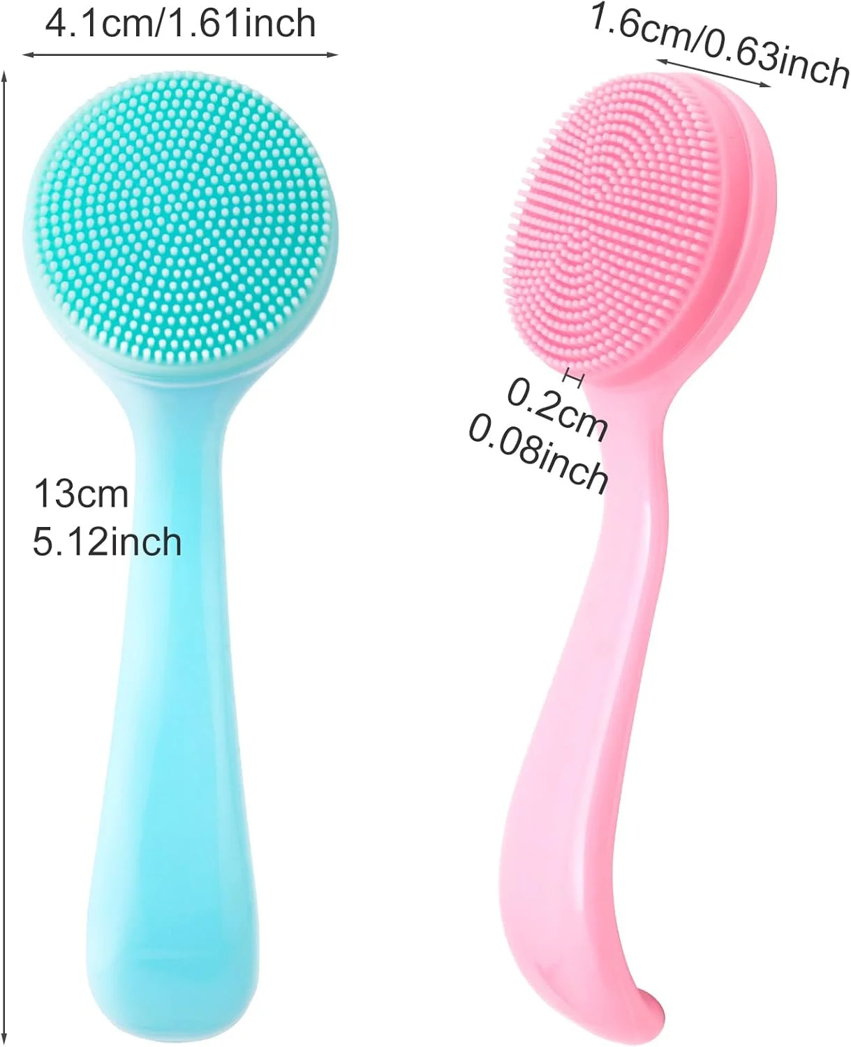 برس پاک کننده دستی صورت سیلیکونی، برس پاک کننده صورت ضد آب و سازگار با پوست، لایه بردار برای از بین بردن جوش های سرسیاه، سرسفید و بقایای آرایش - آبی و صورتی (2 عددی)