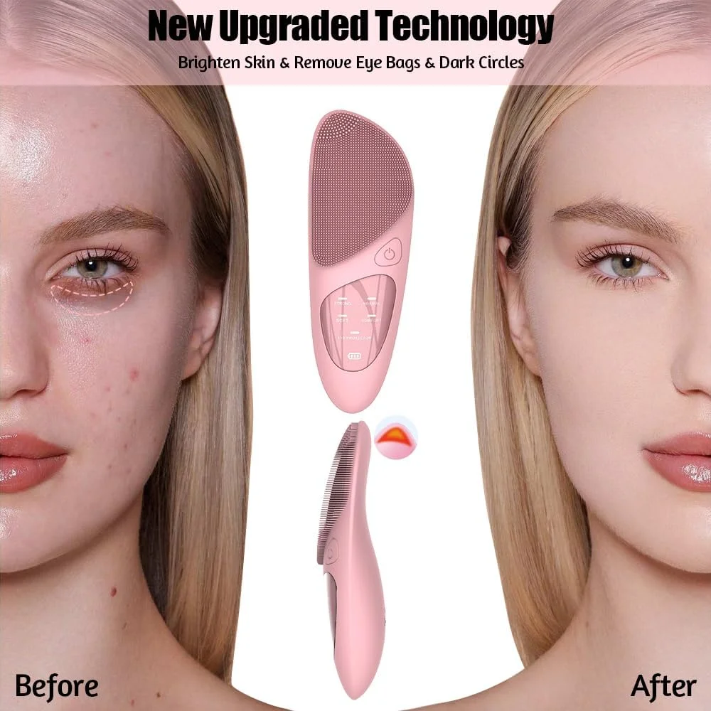 برس پاک کننده صورت، برس ماساژور صورت سیلیکونی، لایه بردار صورت مناسب برای انواع پوست و برس اسکرابر صورت ویبره سونیک ضد آب برای پاکسازی عمیق، لایه برداری و ماساژ - صورتی برس پاک کننده صورت، برس ماساژور صورت سیلیکونی، لایه بردار صورت مناسب برای انواع پوست و برس اسکرابر صورت ویبره سونیک ضد آب برای پاکسازی عمیق، لایه برداری و ماساژ - صورتی