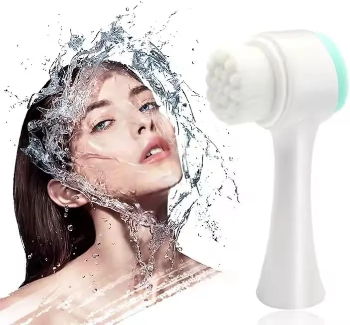 اسکرابر نرم سیلیکونی صورت و کاردک کرم - برس پاک کننده دو سر دستی صورت برای لایه برداری ملایم