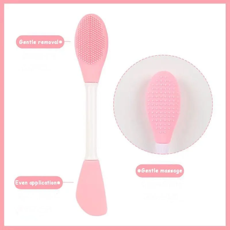 براش های سیلیکونی، براش ماسک صورت دو طرفه سیلیکونی، براش پاک کننده صورت، ابزار اپلیکاتور مراقبت از پوست نرم و با کیفیت برای کرم، لوسیون بدن، مرطوب کننده (آبی + صورتی)