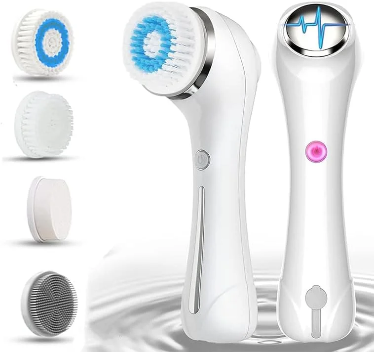 برس پاک کننده صورت برقی قابل حمل، ماساژور صورت، ابزار پاکسازی عمیق سیلیکونی، برس پاک کننده دستی صورت، مینی پاک کننده منافذ (سفید)