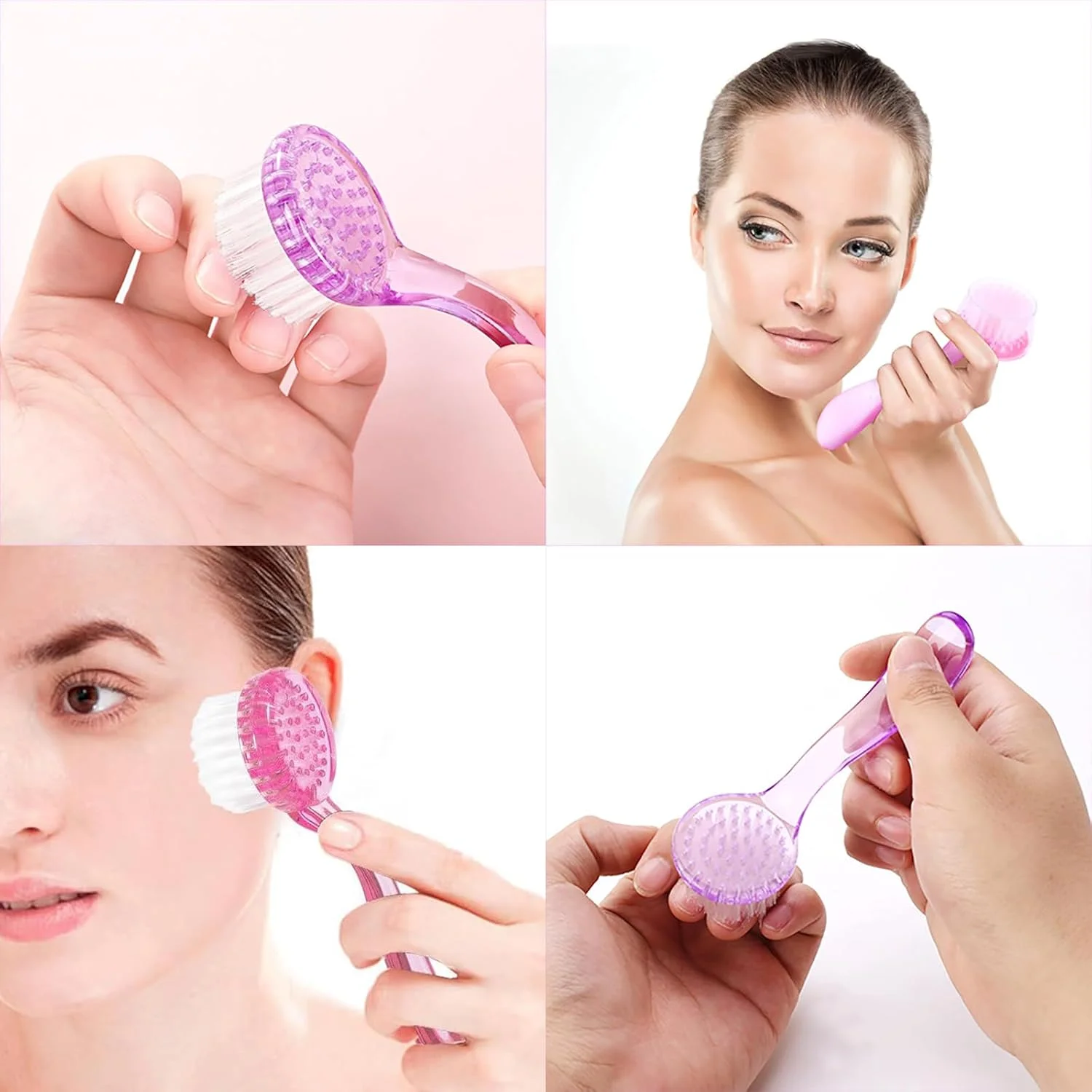 برس پاک کننده صورت - پاکسازی عمیق، لایه برداری ملایم، ماساژ، مناسب سفر، چند منظوره (بنفش)