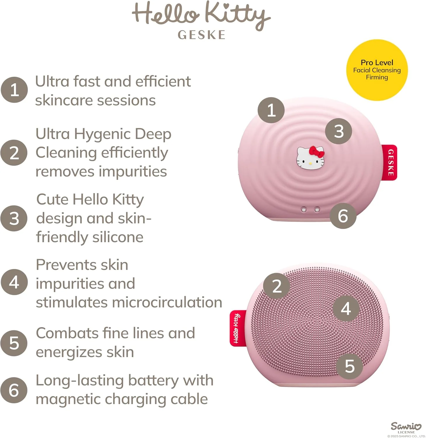 برس پاک کننده صورت سونیک هوشمند GESKE x Hello Kitty، 4 در 1، برس پاک کننده صورت برقی، برس پاک کننده، پاکسازی پوست، مراقبت از پوست، پاکسازی ملایم برس پاک کننده صورت سونیک هوشمند GESKE x Hello Kitty، 4 در 1، برس پاک کننده صورت برقی، برس پاک کننده، پاکسازی پوست، مراقبت از پوست، پاکسازی ملایم