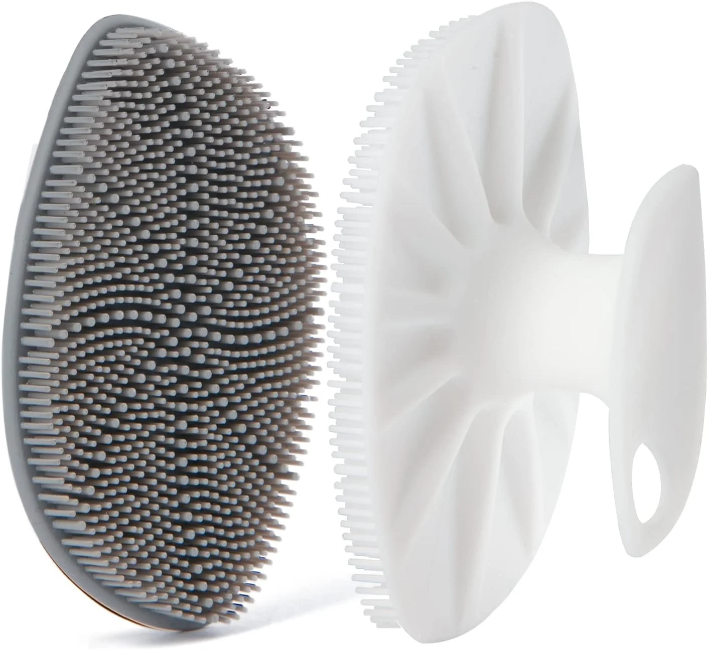 برس پاک کننده صورت سیلیکونی، برس شستشوی صورت، پد لایه بردار ملایم و ماساژور، برای پاکسازی و لایه برداری پوست آقایان و بانوان (سفید + خاکستری)