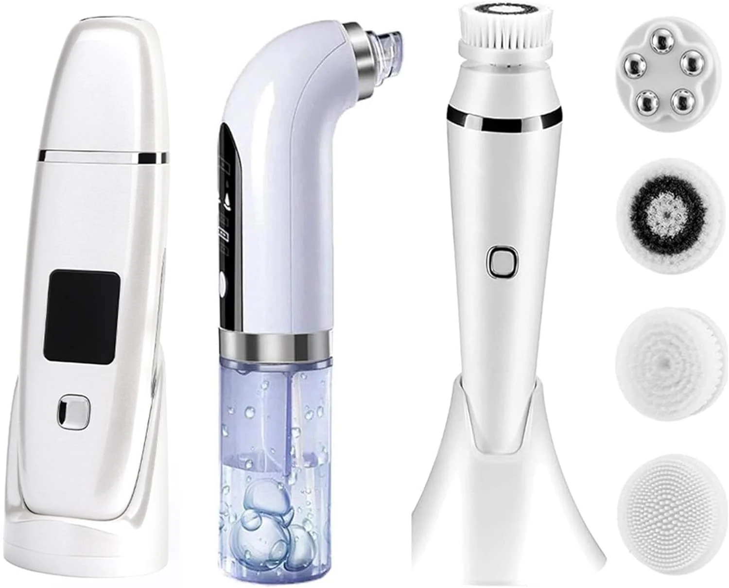 پکیج هدیه دستگاه مراقبت از صورت اولتراسونیک برقی، اسکرابر پوست، تخلیه کننده جوش سرسیاه، ابزار زیبایی پاک کننده صورت، برس پاک کننده سیلیکونی