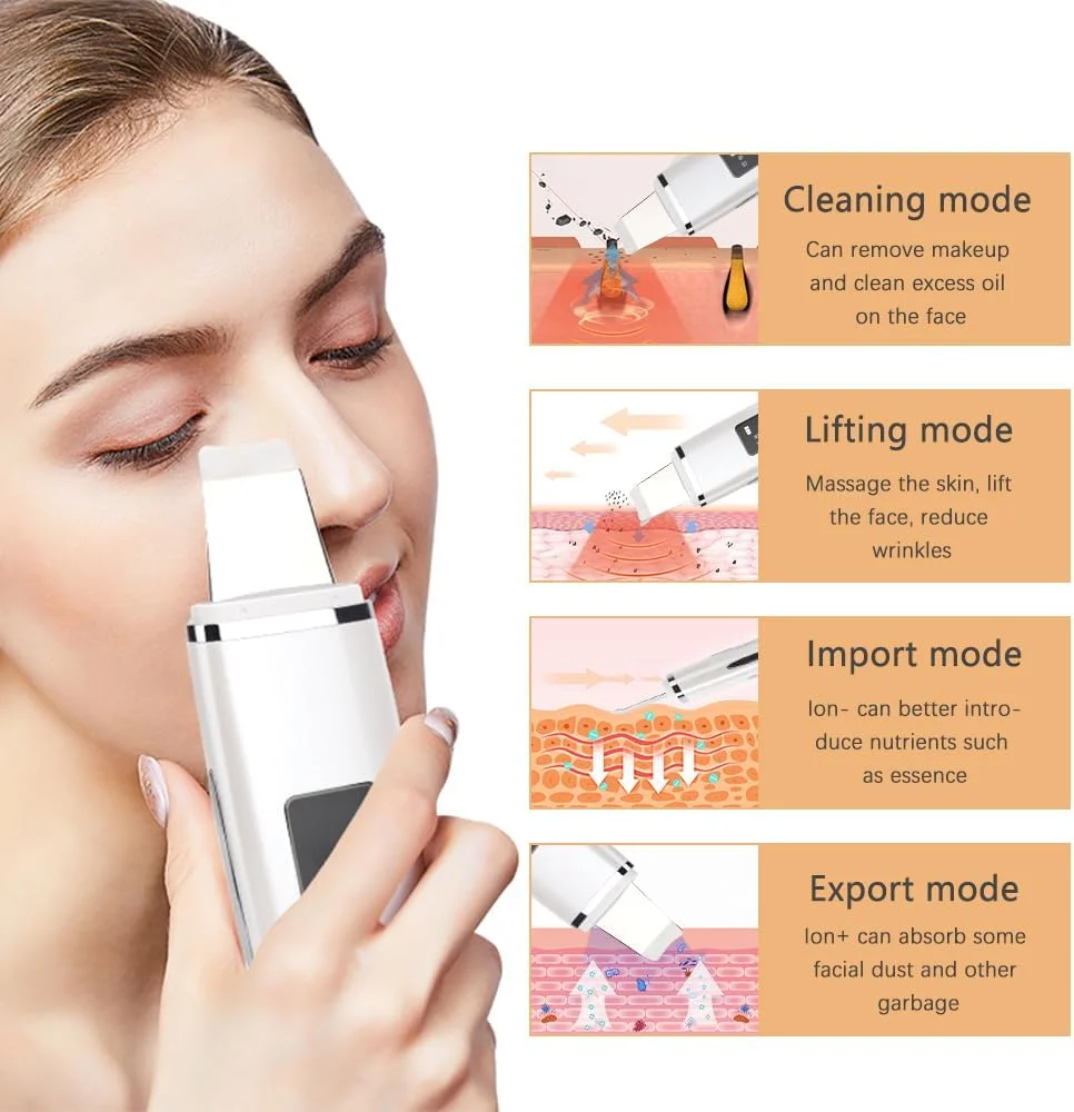 پکیج هدیه دستگاه مراقبت از صورت اولتراسونیک برقی، اسکرابر پوست، تخلیه کننده جوش سرسیاه، ابزار زیبایی پاک کننده صورت، برس پاک کننده سیلیکونی