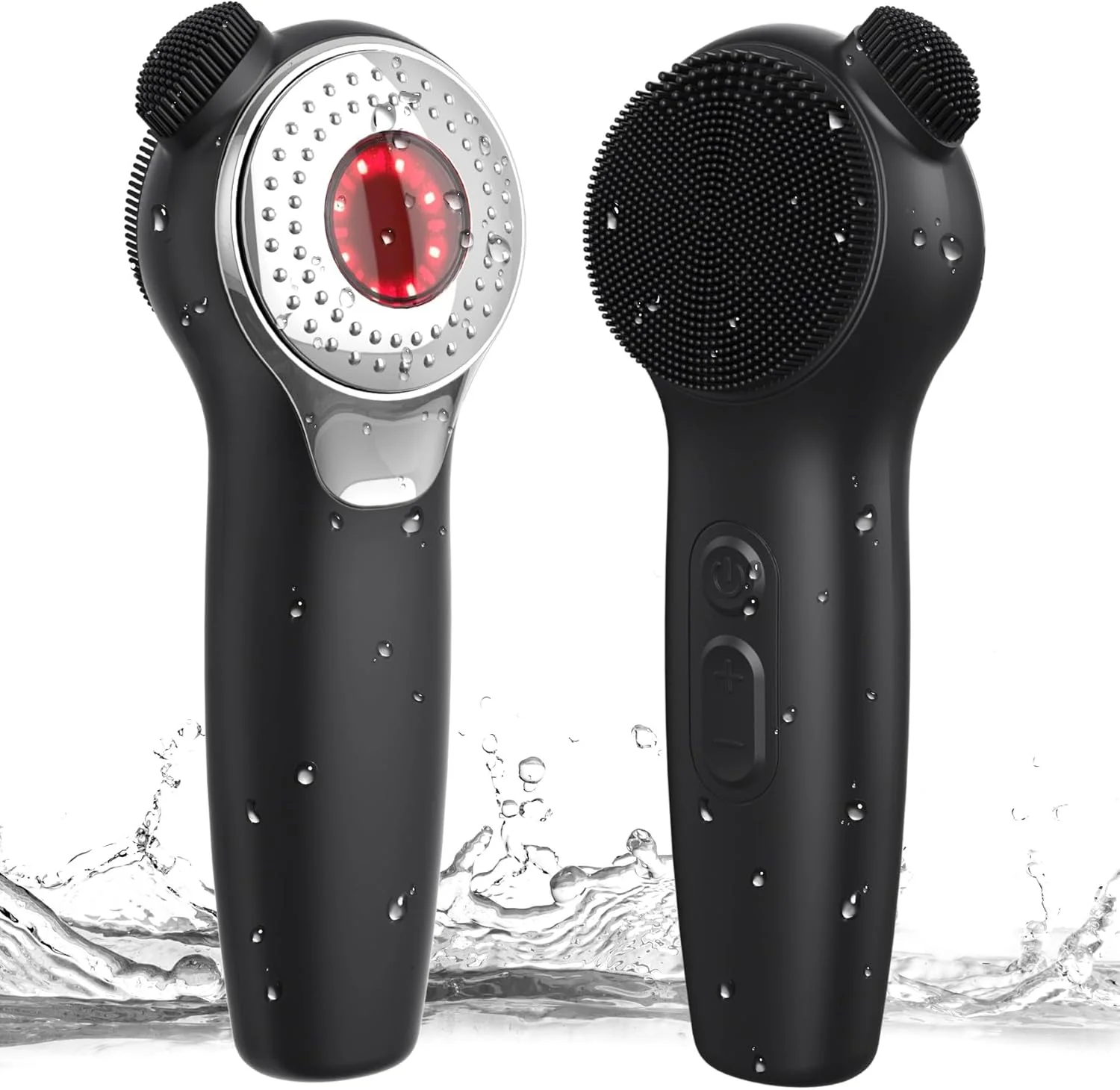 برس پاک کننده صورت TERRIFI، ماساژور شستشوی صورت سیلیکونی سونیک برقی، ضد آب IPX7 و قابل شارژ، برس پاک کننده ملایم صورت برای زنان و مردان (مشکی)