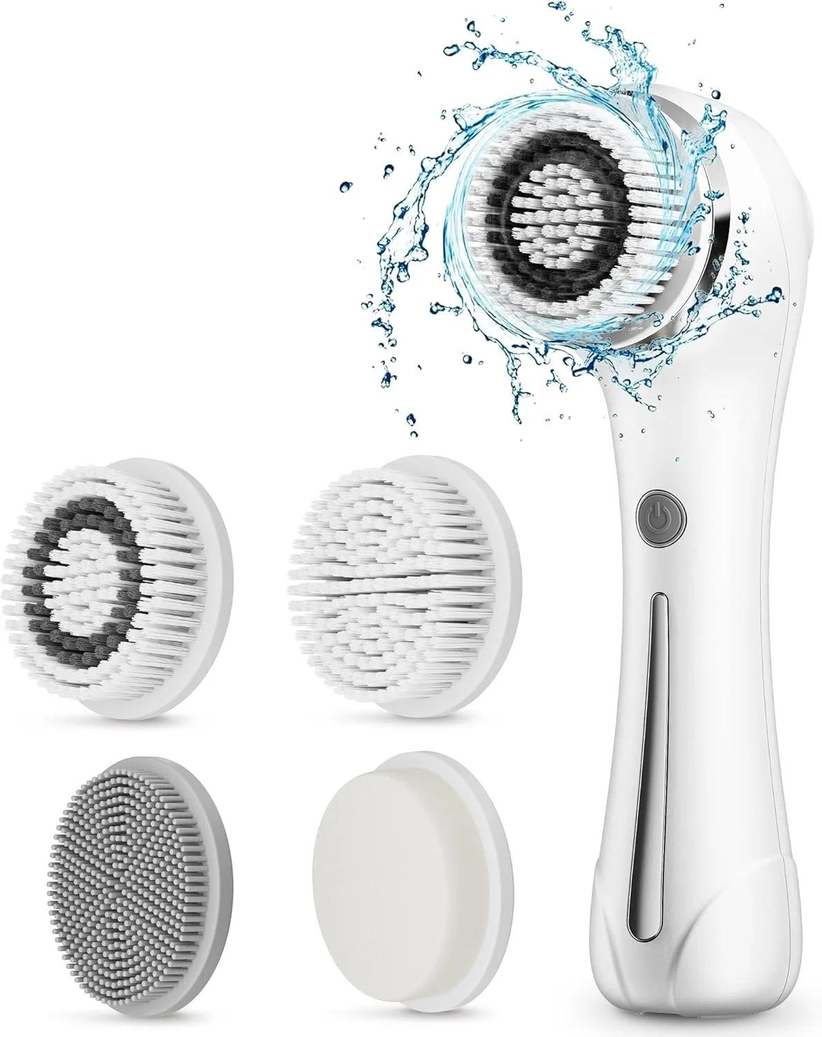 برس پاک کننده صورت، اسکرابر صورت ضد آب IPX7 + حالت ها، دستگاه پاک کننده چرخشی برقی لایه بردار با 4 سر برس برای پاکسازی عمیق، لایه برداری، ماساژ و از بین بردن جوش های سرسیاه