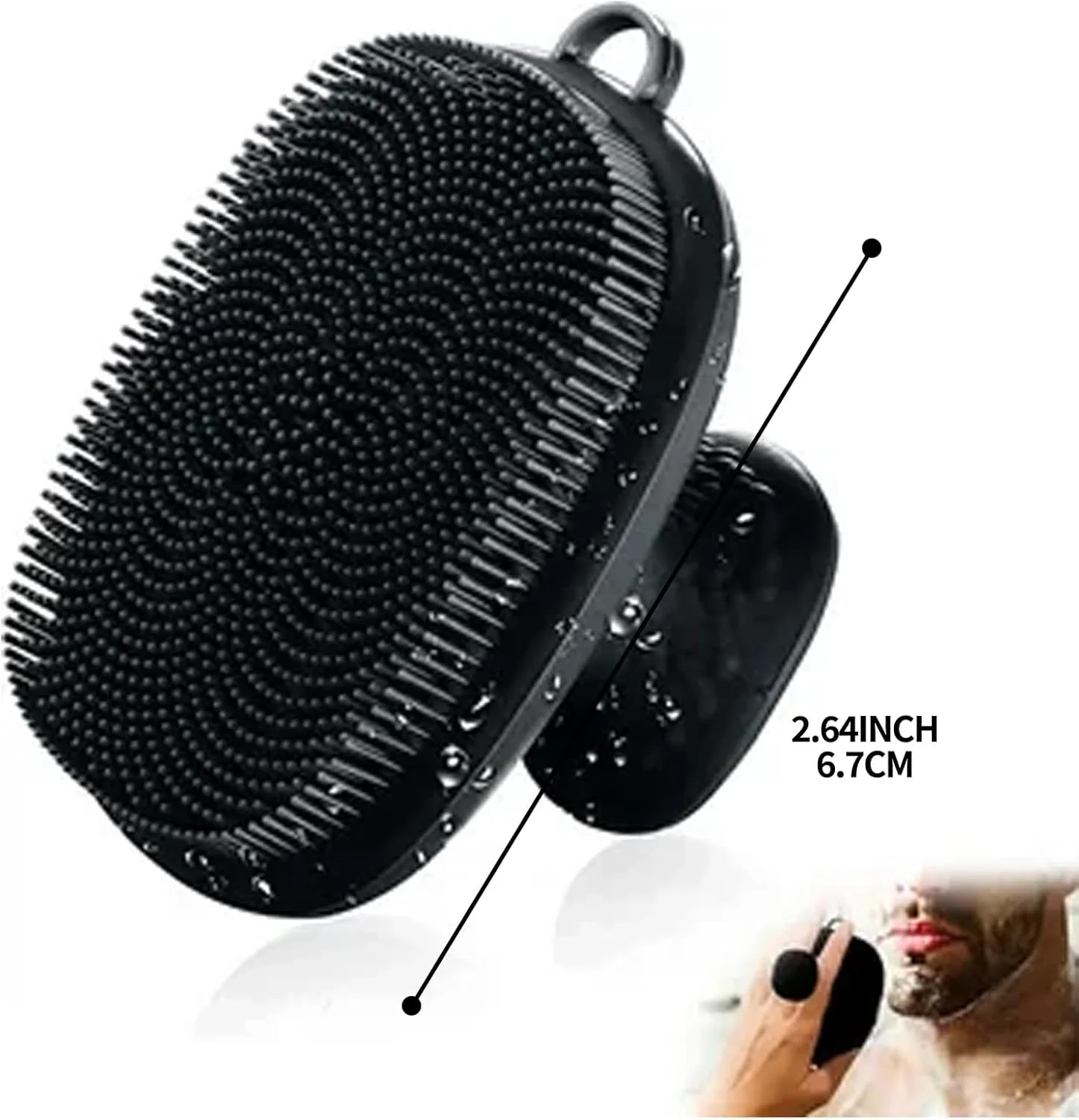 برس پاک کننده صورت سیلیکونی - دستی، ضد آب، با موهای نرم برای پاکسازی عمیق منافذ، حذف جوش های سرسیاه، لایه برداری و مراقبت از پوست - اسکرابر و ماساژور صورت، مشکی