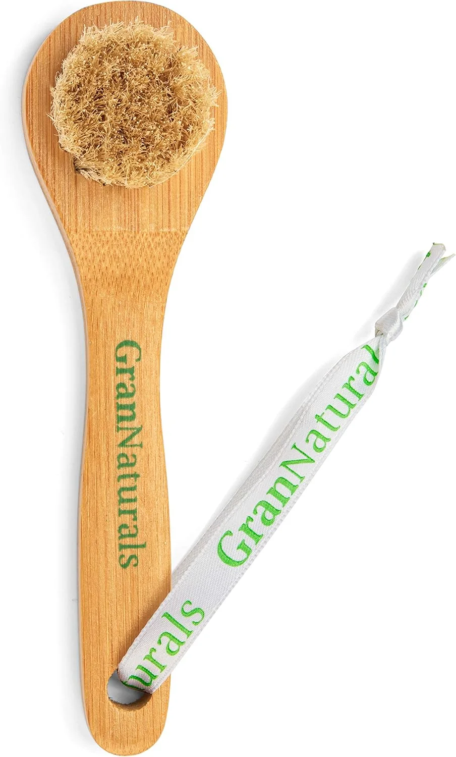 برس دستی صورت GranNaturals - برس خشک با موهای طبیعی برای لایه برداری - ترویج تخلیه لنفاوی، پاکسازی عمیق، پاکسازی ملایم منافذ برای پوست درخشان و نرم - دسته چوبی