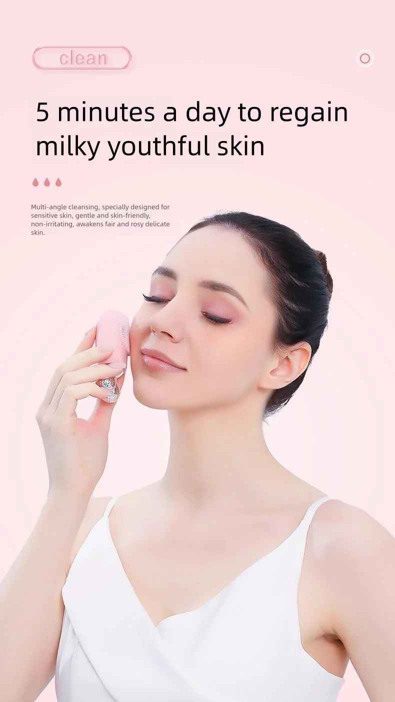 برس پاک کننده صورت 3 در 1 برقی IPX7 ضد آب و شارژی USB، لایه بردار صورت برای لایه برداری، ماساژ و پاکسازی، لیفت صورت V شکل | اسکرابر صورت سیلیکونی سازگار با پوست