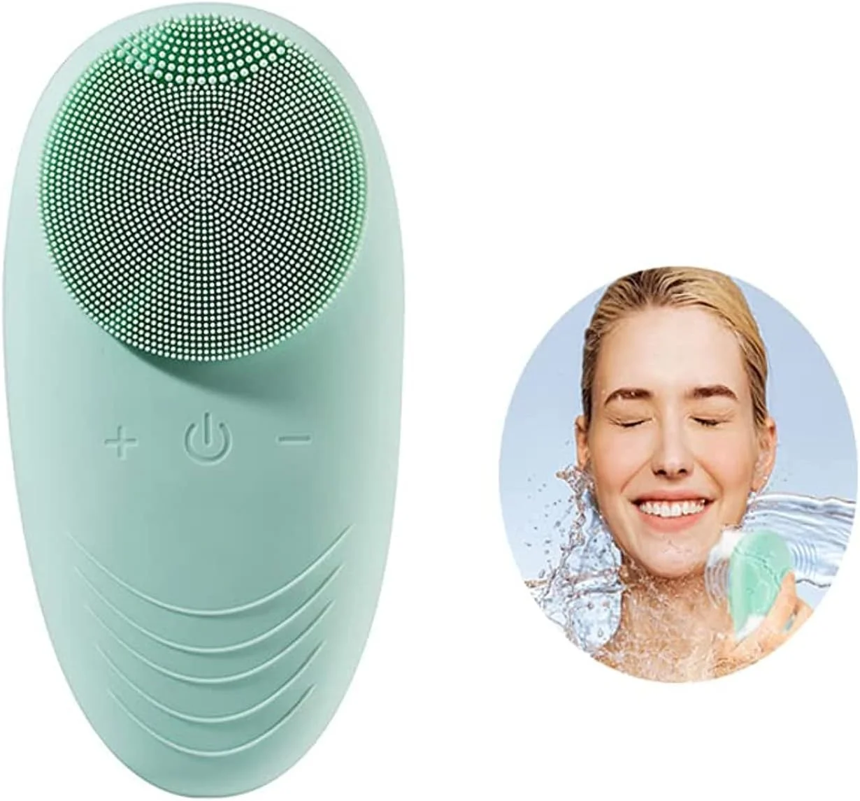 برس پاک کننده صورت ضد آب MAKINGTEC Sonic، برس پاکسازی، پاک کننده ملایم صورت سیلیکونی، قابل شارژ USB برای پاکسازی عمیق، لایه برداری ملایم و ماساژ، برای انواع پوست (سبز)