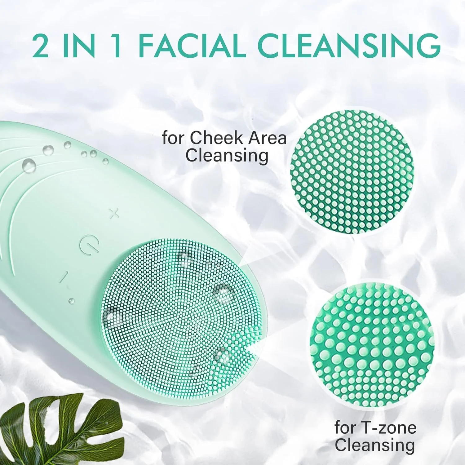 برس پاک کننده صورت ضد آب MAKINGTEC Sonic، برس پاکسازی، پاک کننده ملایم صورت سیلیکونی، قابل شارژ USB برای پاکسازی عمیق، لایه برداری ملایم و ماساژ، برای انواع پوست (سبز)