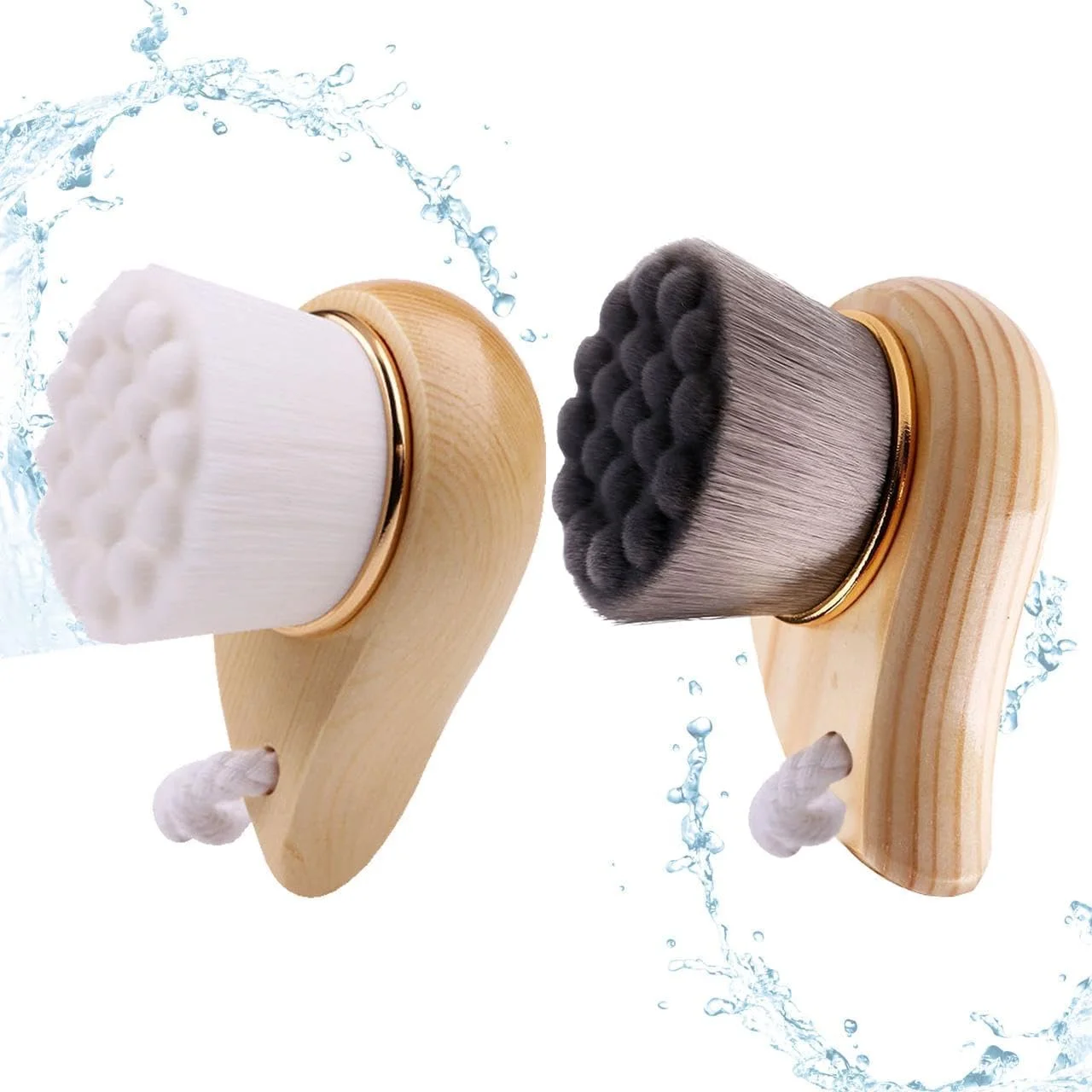 برس پاک کننده صورت بامبو (ست 2 عددی)، برس پاک کننده عمیق و لایه بردار صورت، برس فوق العاده نرم فیبر صورت، برس اسکراب دستی صورت، رنگ سفید و خاکستری