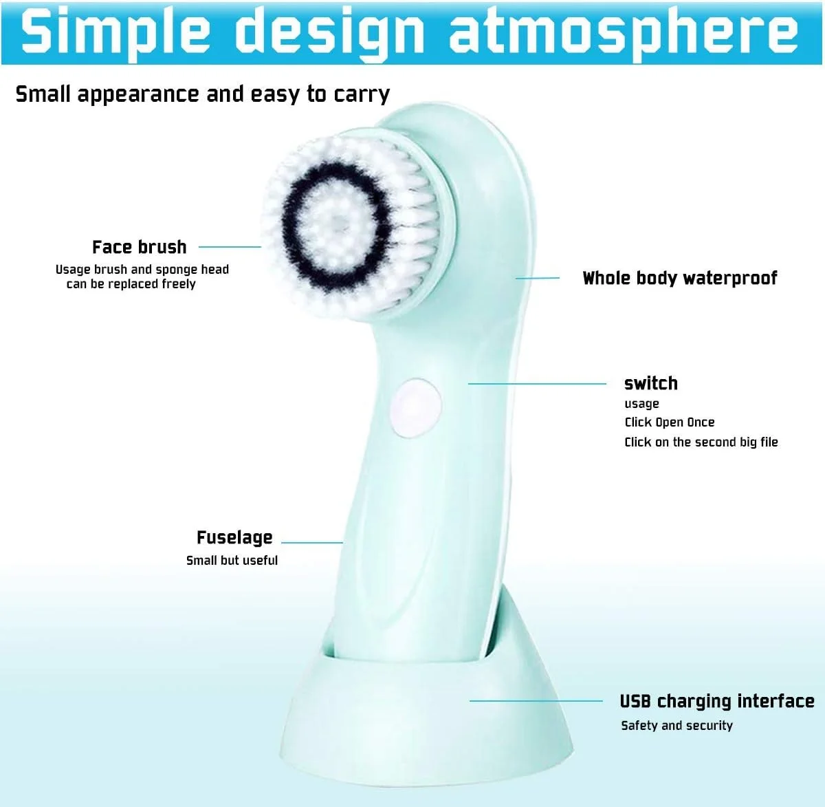 مجموعه برس چرخشی پاک کننده صورت - میکرودرم ابریژن پیشرفته ضد آب پوست برای لایه برداری ملایم و اسکراب عمیق با 3 سر برس لایه بردار