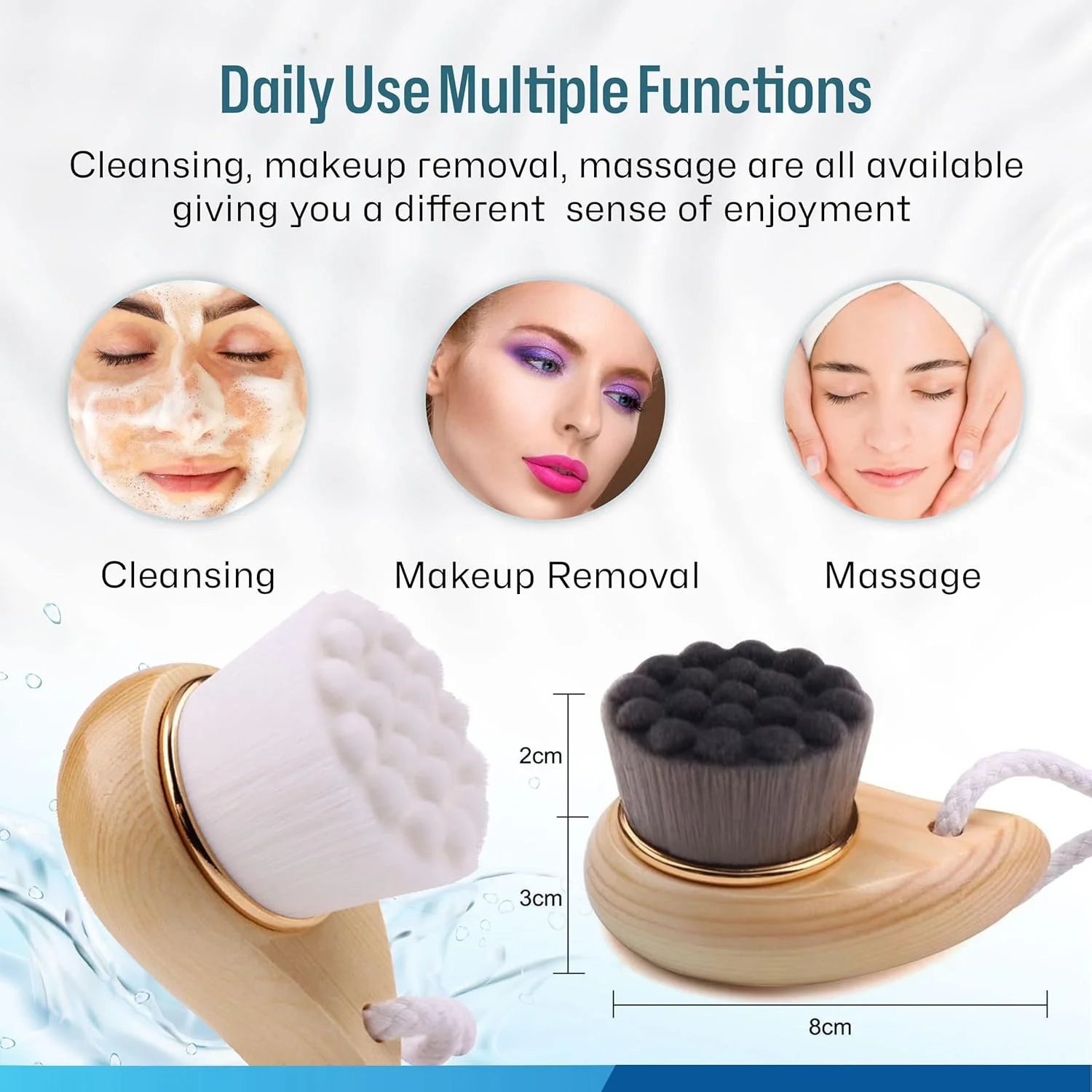 برس پاک کننده صورت بامبو (ست 2 عددی)، برس پاک کننده عمیق و لایه بردار صورت، برس فوق العاده نرم فیبر صورت، برس اسکراب دستی صورت، رنگ سفید و خاکستری