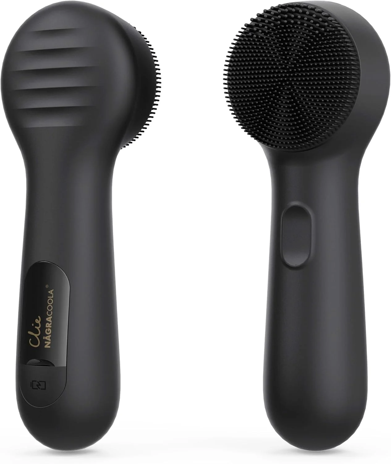 برس پاک کننده صورت NågraCoola، اسکرابر سیلیکونی صورت CLIE 2 ارتقا یافته، قابل شارژ، ضد آب، برای پاکسازی عمیق، لایه برداری ملایم، ماساژ سفت کننده، واشر صورت برقی برای زنان و مردان - مشکی