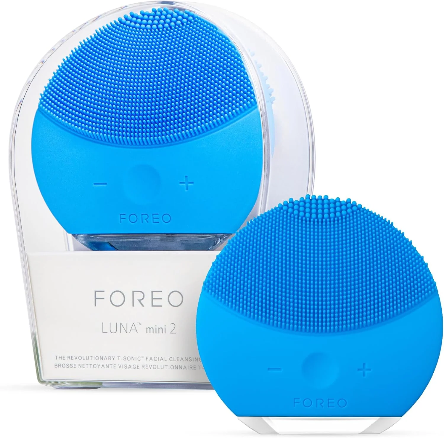 دستگاه پاک کننده صورت و مراقبت از پوست FOREO LUNA mini 2 ساخته شده از سیلیکون نرم برای انواع پوست - آکوامارین