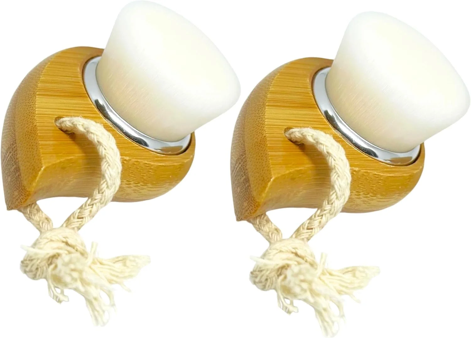 برس پاک کننده صورت، دسته چوبی ارگونومیک، موهای فوق العاده نرم برای پوست حساس، برس خشک یا مرطوب و لایه برداری، بسته 2 عددی