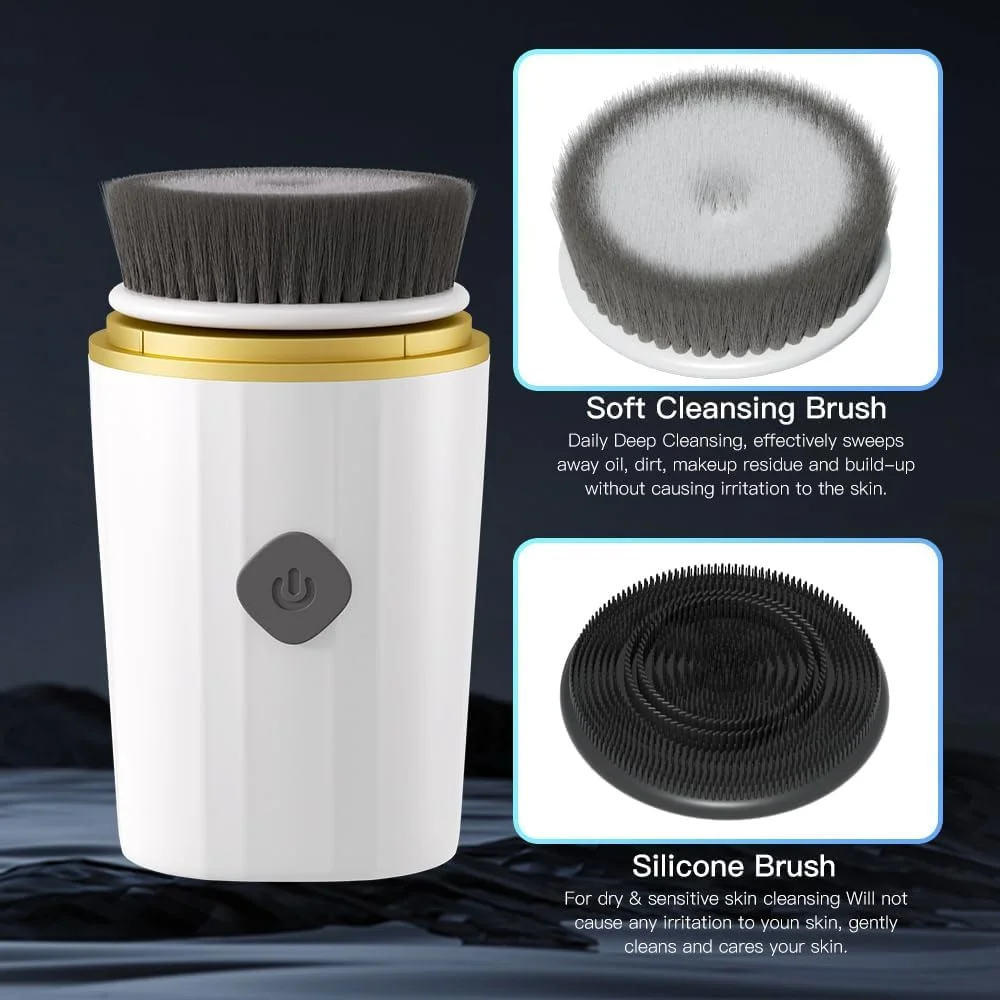 برس پاک کننده صورت، اسکرابر قابل حمل صورت، برس برقی لایه بردار صورت، پاک کننده چرخشی ضد آب برای لایه برداری، پاکسازی عمیق، ماساژ و مسافرت برای زنان و مردان، برای پوست های حساس (1 عدد)