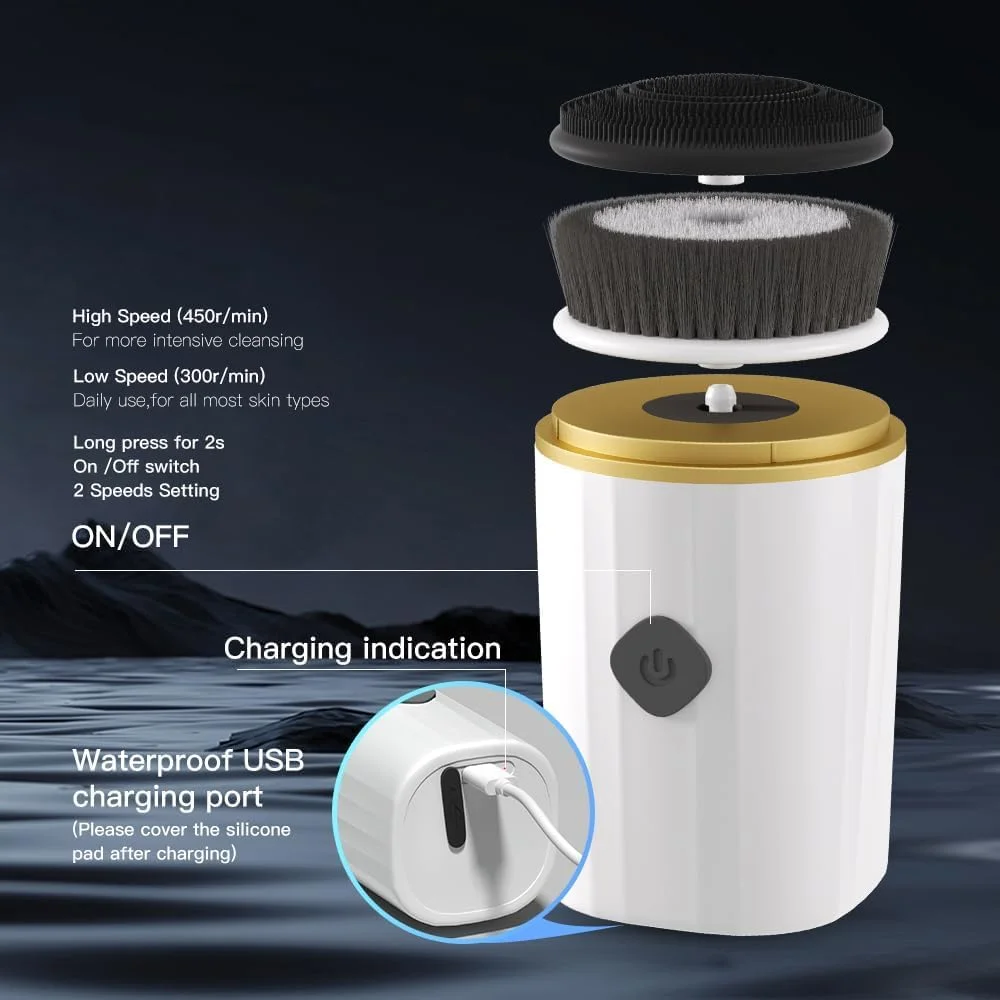 برس پاک کننده صورت، اسکرابر قابل حمل صورت، برس برقی لایه بردار صورت، پاک کننده چرخشی ضد آب برای لایه برداری، پاکسازی عمیق، ماساژ و مسافرت برای زنان و مردان، برای پوست های حساس (1 عدد)
