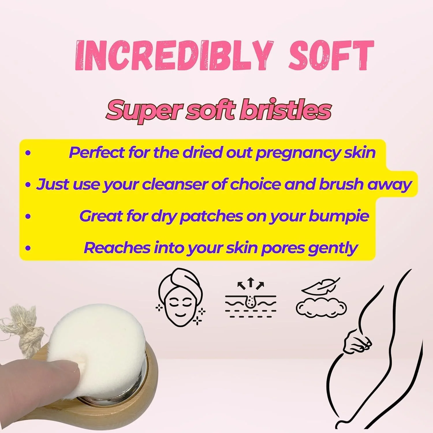 برس پاک کننده صورت، دسته چوبی ارگونومیک، موهای فوق العاده نرم برای پوست حساس، برس خشک یا مرطوب و لایه برداری، بسته 2 عددی