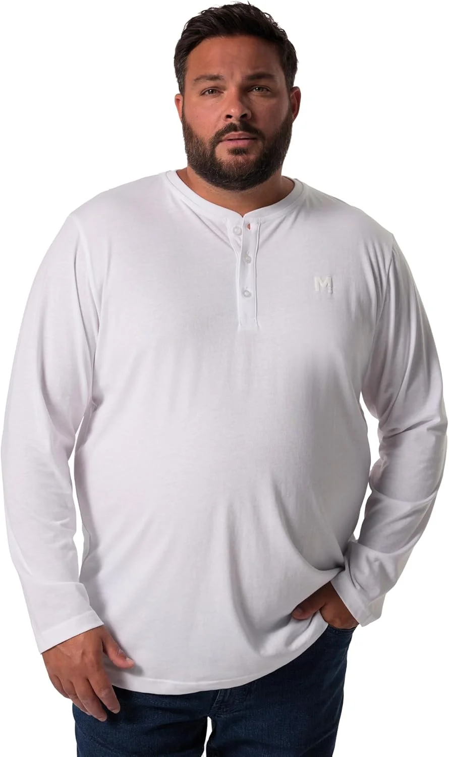 لباس مردانه سایز بزرگ مردانه L-8XL Men+ Henley، پایه، آستین بلند، یقه گرد، تا 8XL 836383