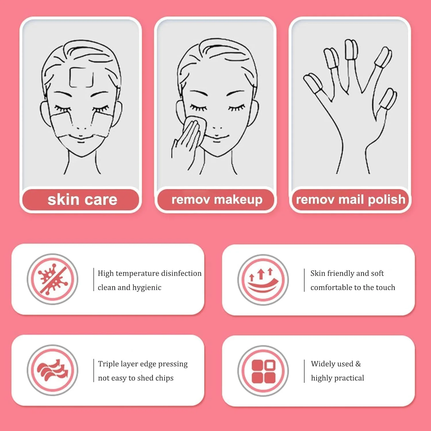 پدهای پاک کننده 500 عددی | پدهای پاک کننده آرایش صورت، چشم و مراقبت از پوست از جنس پنبه طبیعی | بدون پرز، فوق العاده نرم، دو طرفه