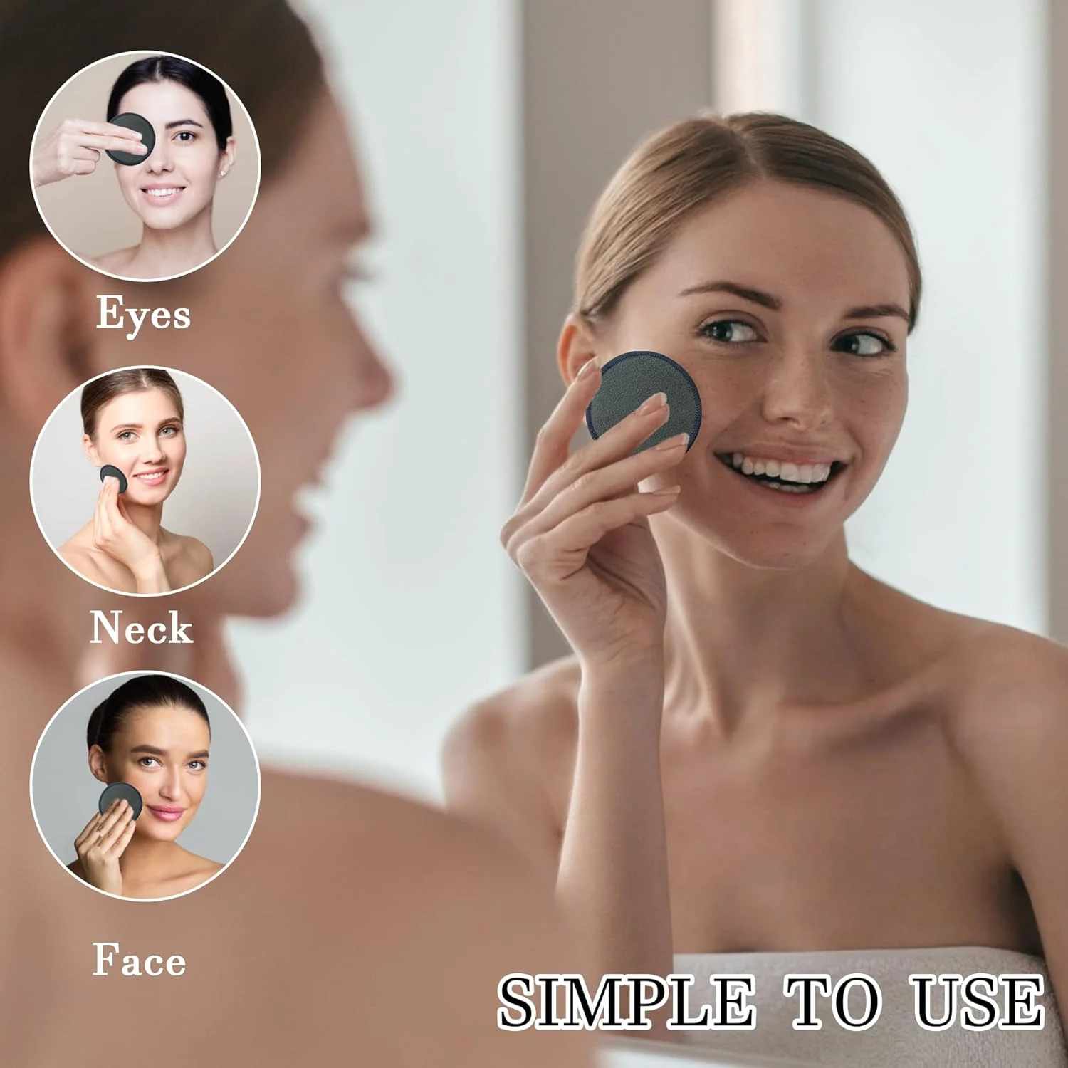 پدهای پاک کننده آرایش زغالی بامبو قابل استفاده مجدد - بسته 26 عددی پدهای پنبه ای قابل استفاده مجدد با کیسه لباسشویی | ارگانیک، بدون پسماند، ملایم برای انواع پوست | پدهای پنبه ای بامبو قابل شستشو دو طرفه