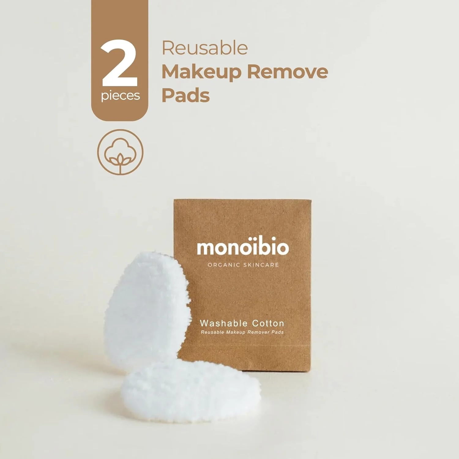 پدهای پاک کننده آرایش پنبه ای ارگانیک قابل استفاده مجدد - پدهای پنبه ای گرد دست ساز و قابل شستشو برای پاکسازی صورت، هدیه برای او، بسته 2 عددی 7 سانتی متر (S)