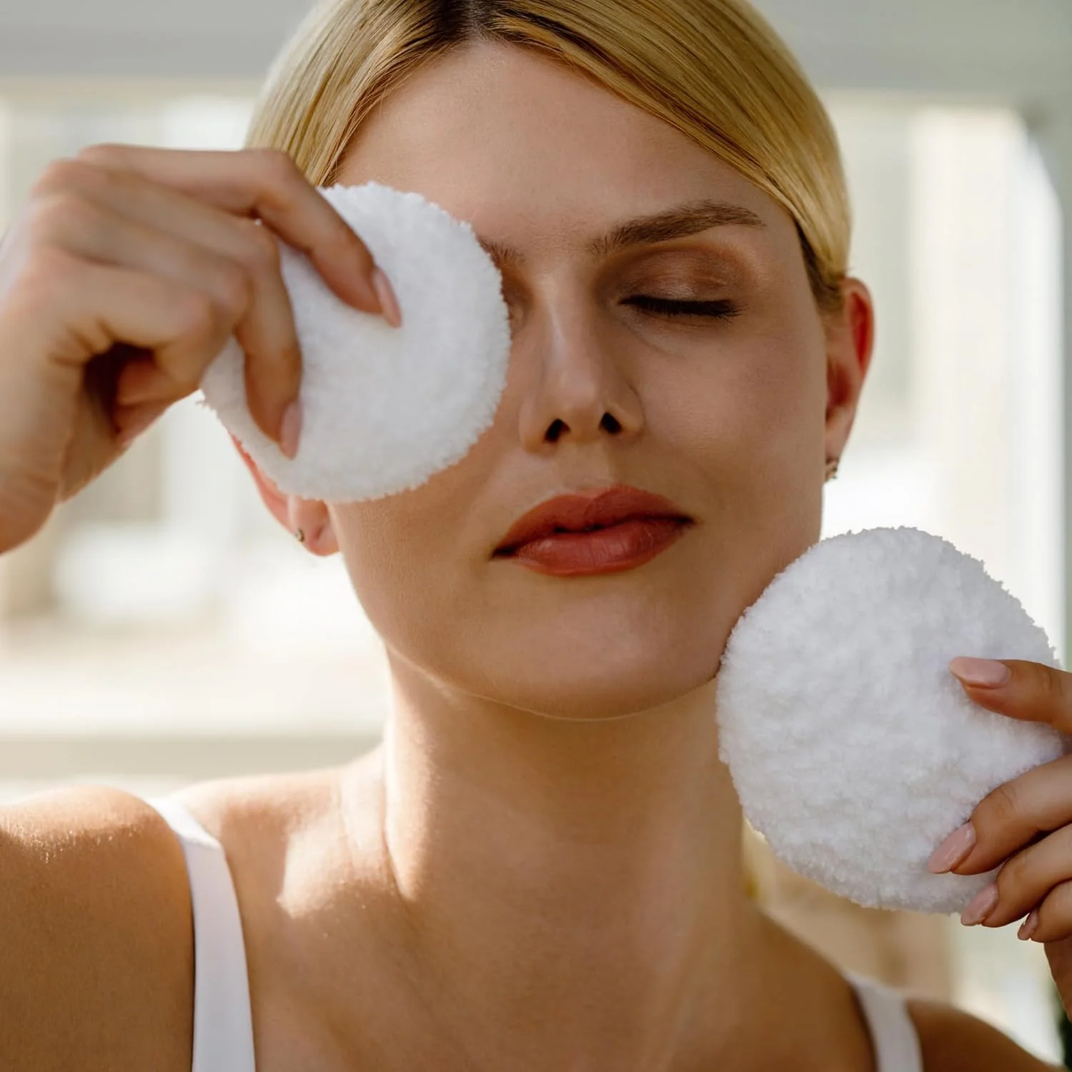 پدهای پاک کننده آرایش پنبه ای ارگانیک قابل استفاده مجدد - پدهای پنبه ای گرد دست ساز و قابل شستشو برای پاکسازی صورت، هدیه برای او، بسته 2 عددی 7 سانتی متر (S)