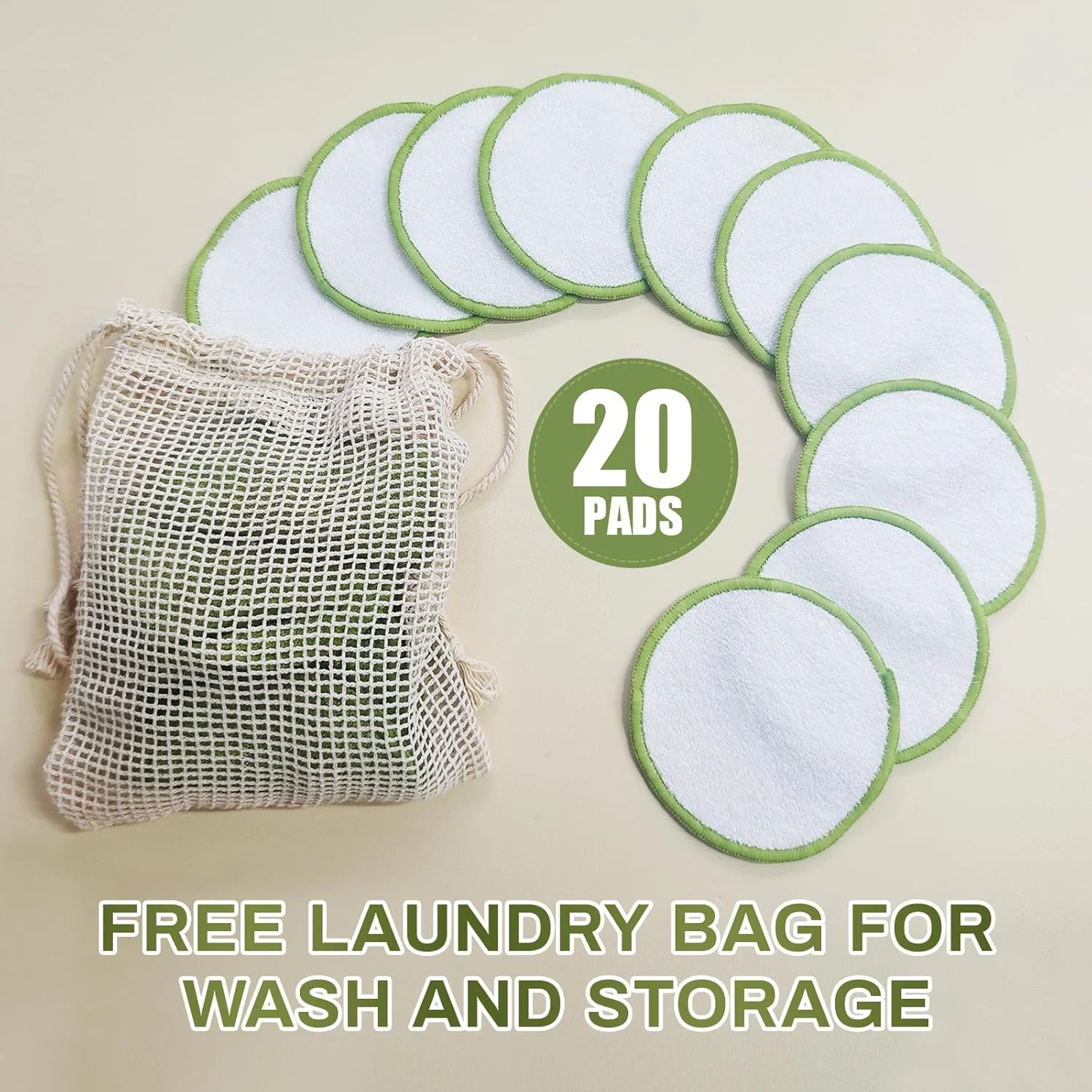 پدهای پنبه ای لطیف و قابل استفاده مجدد BS-MALL برای پاک کردن آرایش صورت و چشم 20 عدد، برس ماسک صورت و برس کرم پودر - ست چند منظوره و مناسب سفر مراقبت از پوست به همراه جعبه نگهداری و کیف قابل شستشو