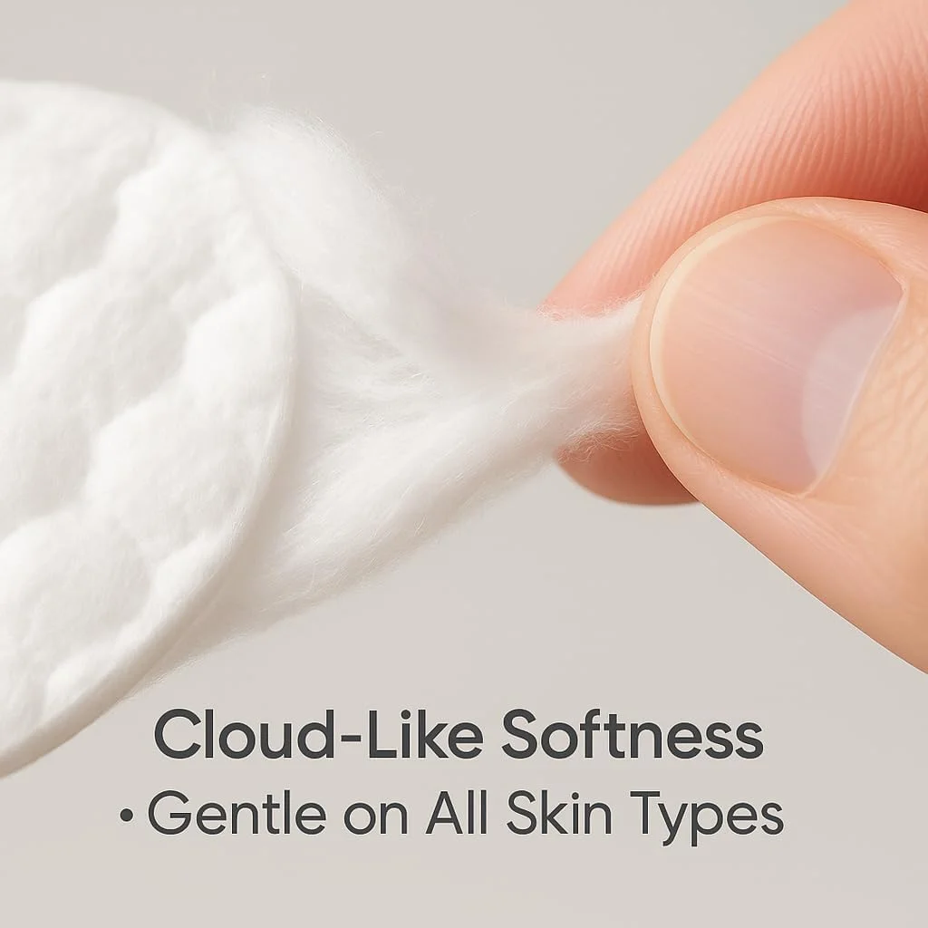 پدهای پنبه ای گرد اِنجوی ۸۰ عددی - پدهای پنبه ای نرم و لطیف برای مراقبت از پوست، پاک کردن آرایش و استفاده از تونر، ضد حساسیت و بدون پرز
