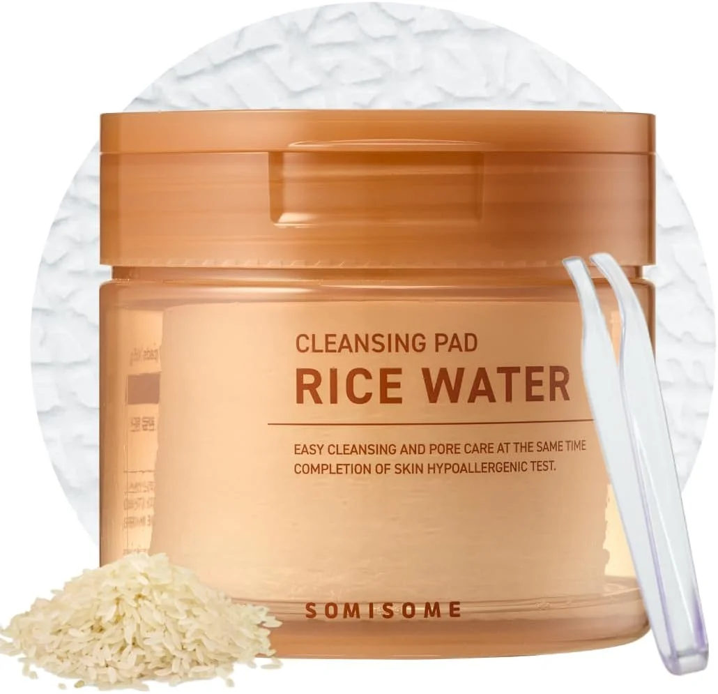 پدهای پاک کننده آب برنج SOMISOME - پدهای پاک کننده آرایش و تونر کره ای با سنتلا آسیاتیکا، لایه بردار برای از بین بردن جوش های سرسیاه و کوچک کننده منافذ، 50 عدد